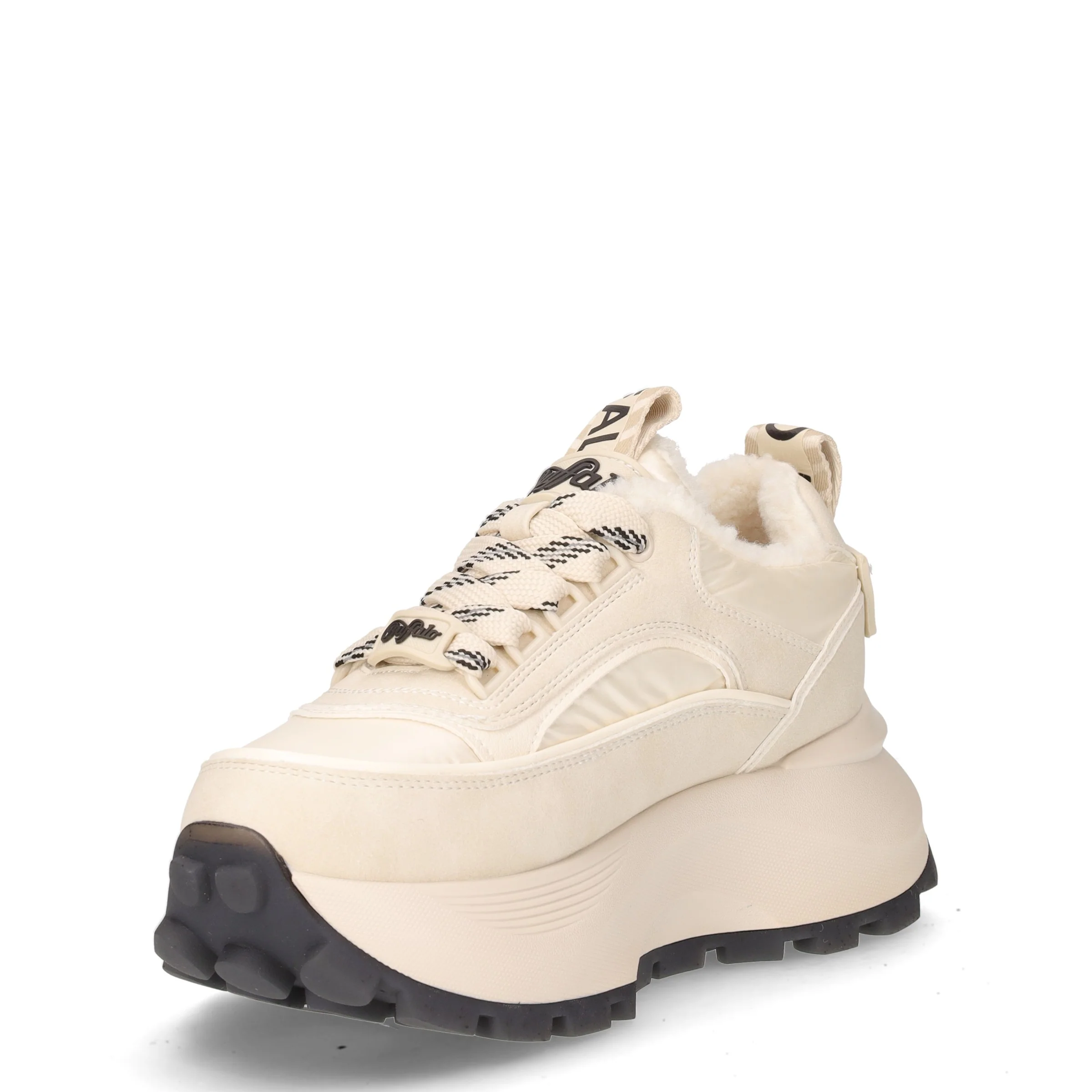 Manhatten sneaker con platform in tessuto crema - Image 3