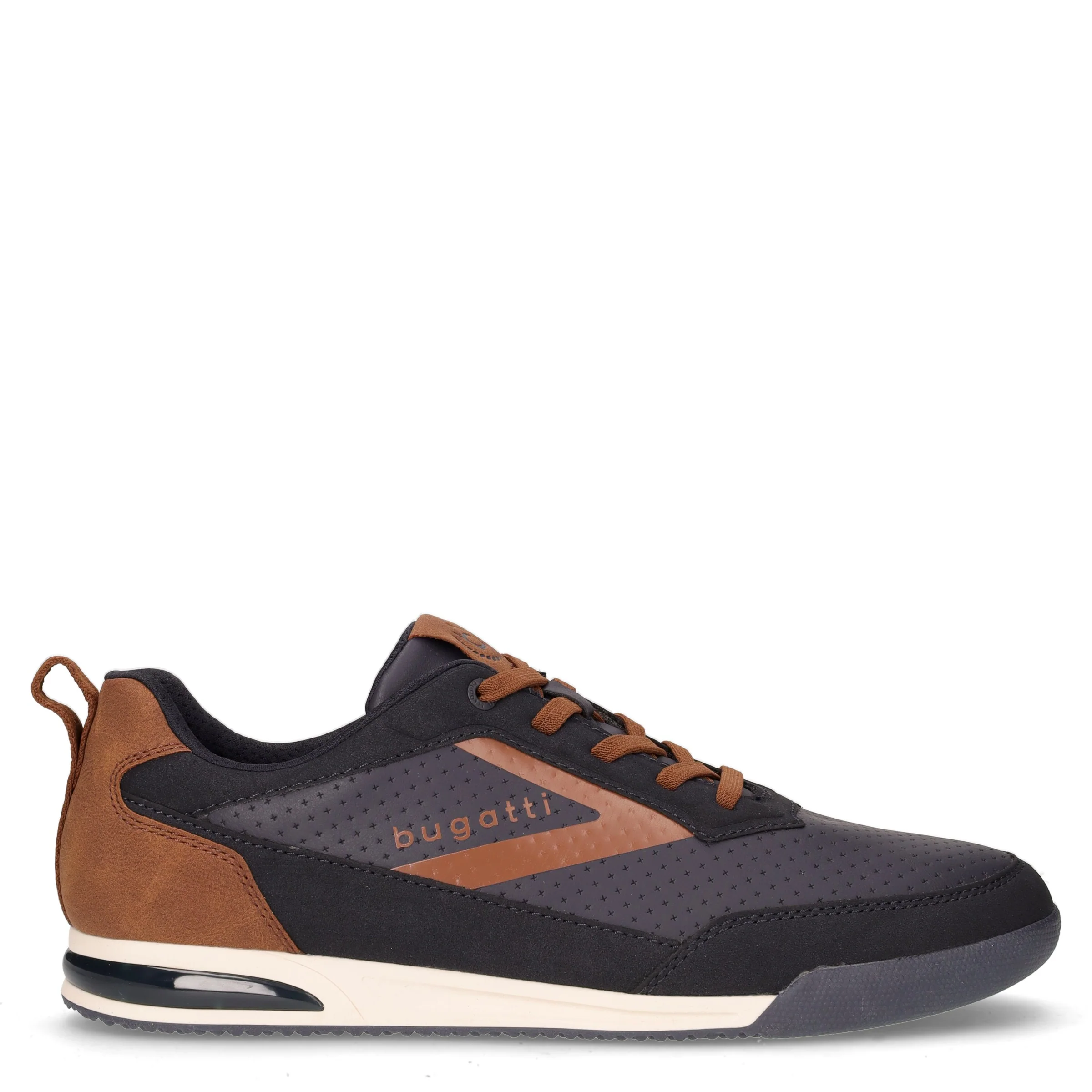 Sneaker in ecopelle blu scuro marrone