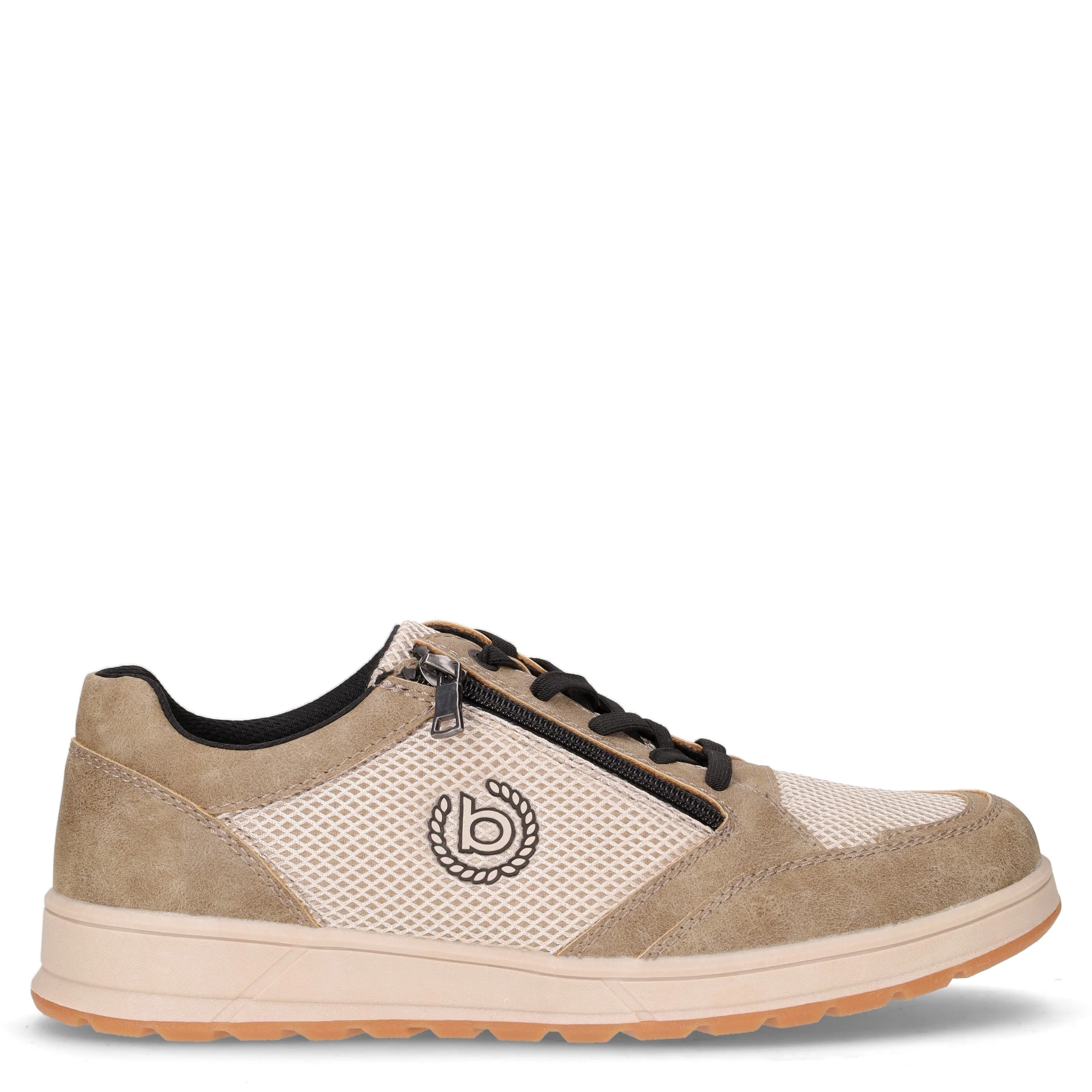 Sneaker in tessuto ed ecopelle beige taupe