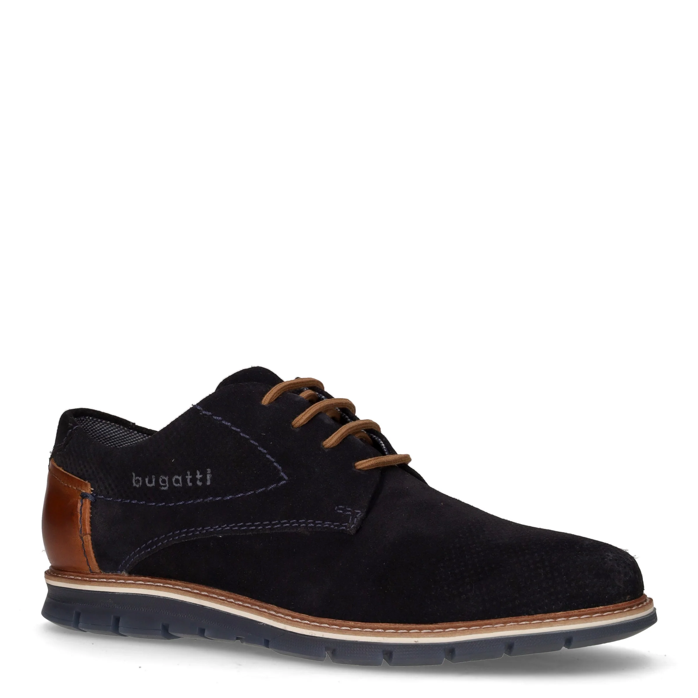 Stringata casual in pelle blu scuro - Image 2