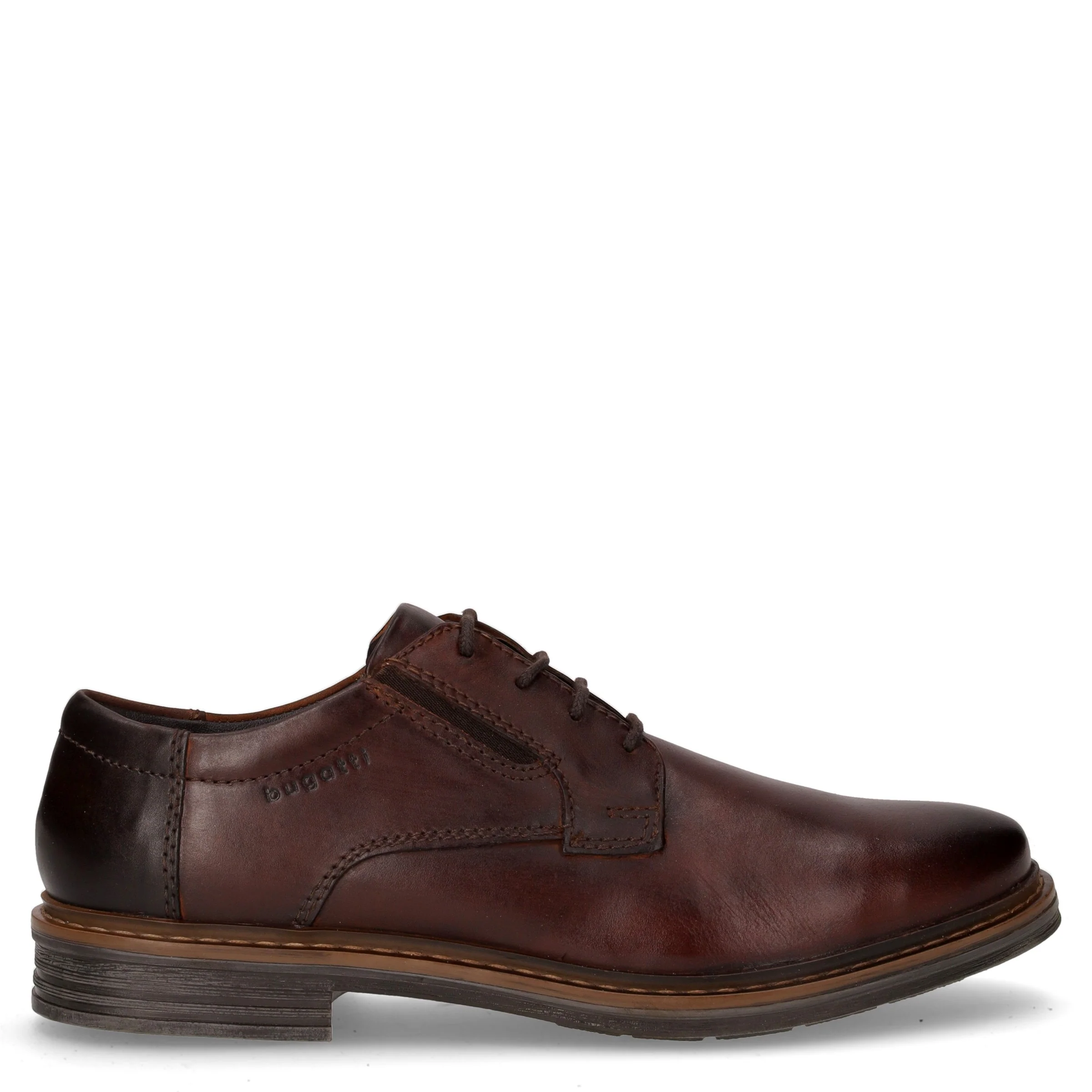 Stringata in pelle marrone