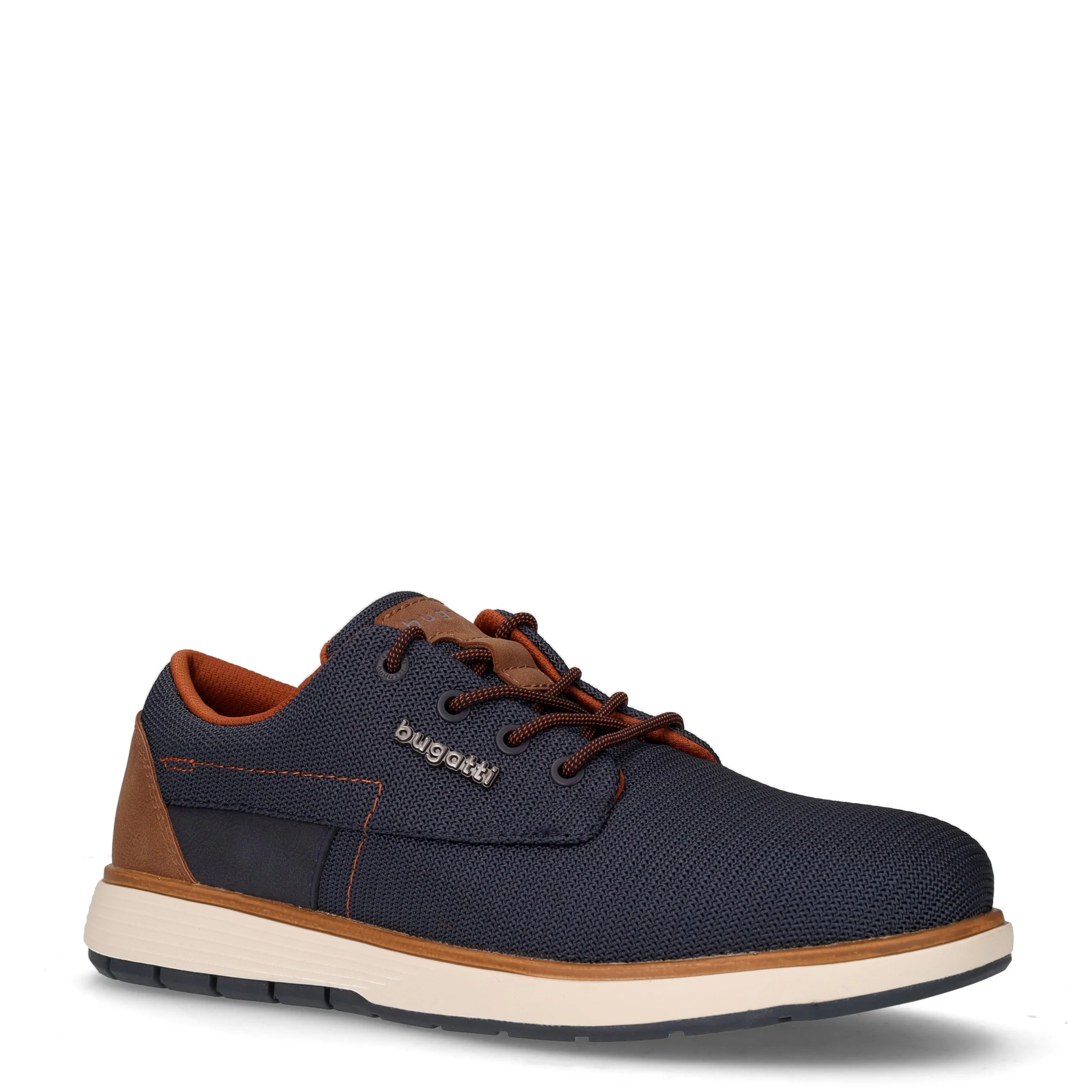Stringata sportiva in tessuto ed ecopelle blu marrone - Image 2