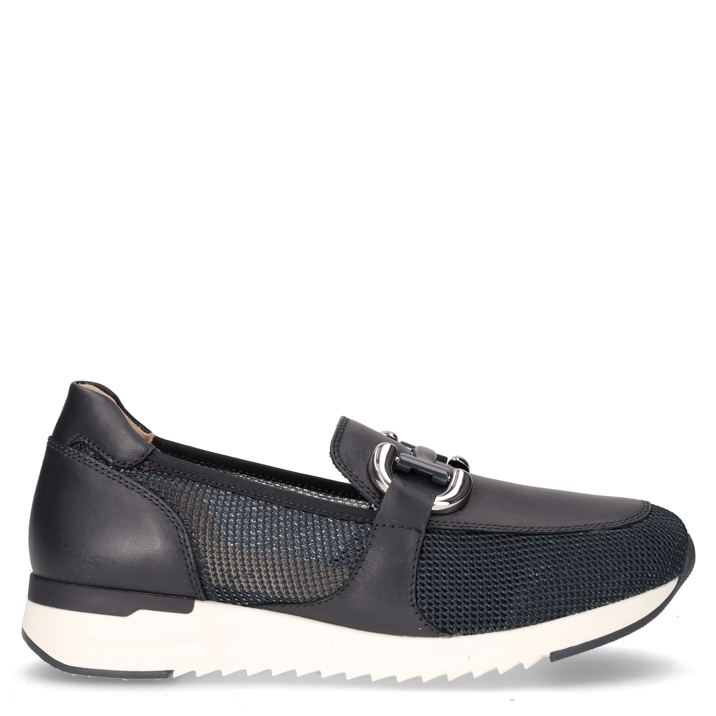 Mocassino casual in tessuto e pelle oceano