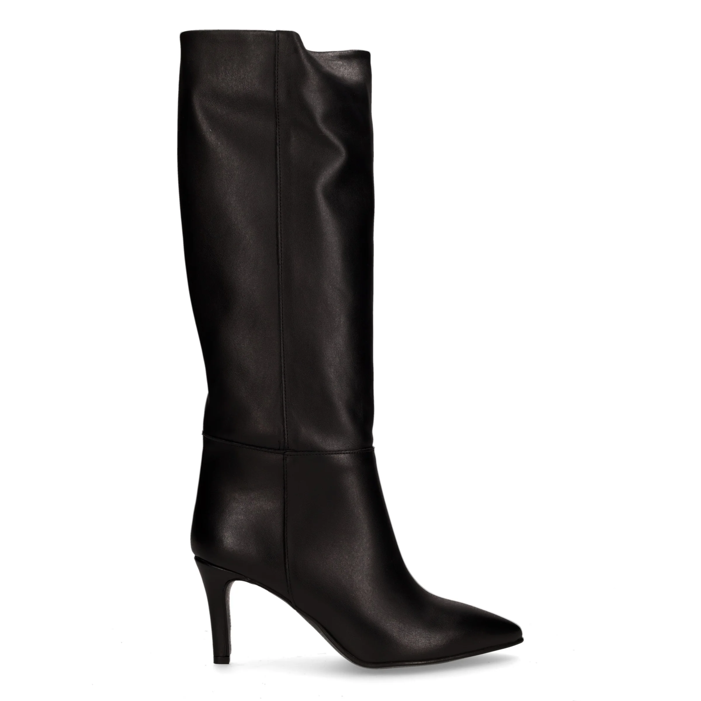 Stivale con tacco in pelle nero