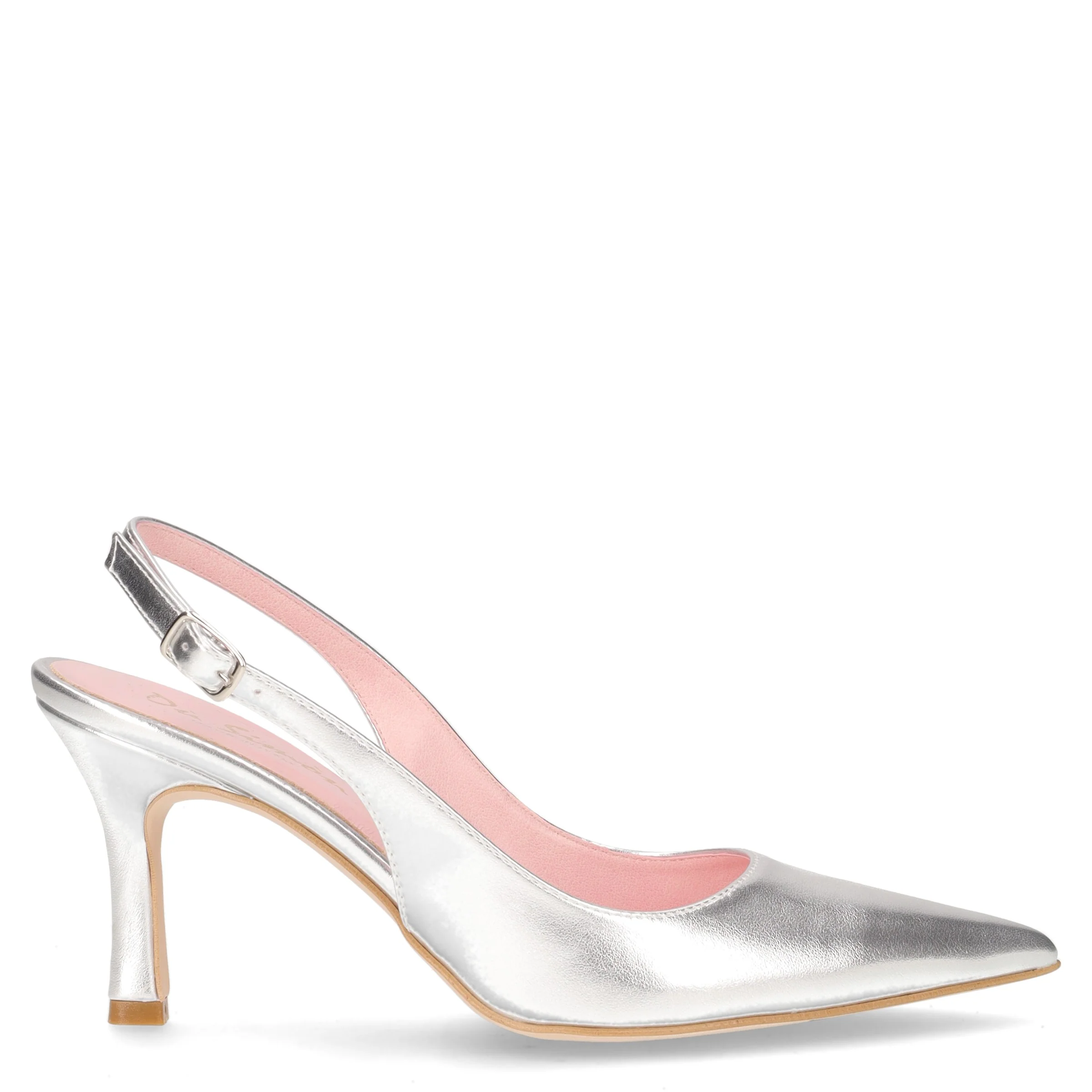 Décolleté slingback a punta in ecopelle argento