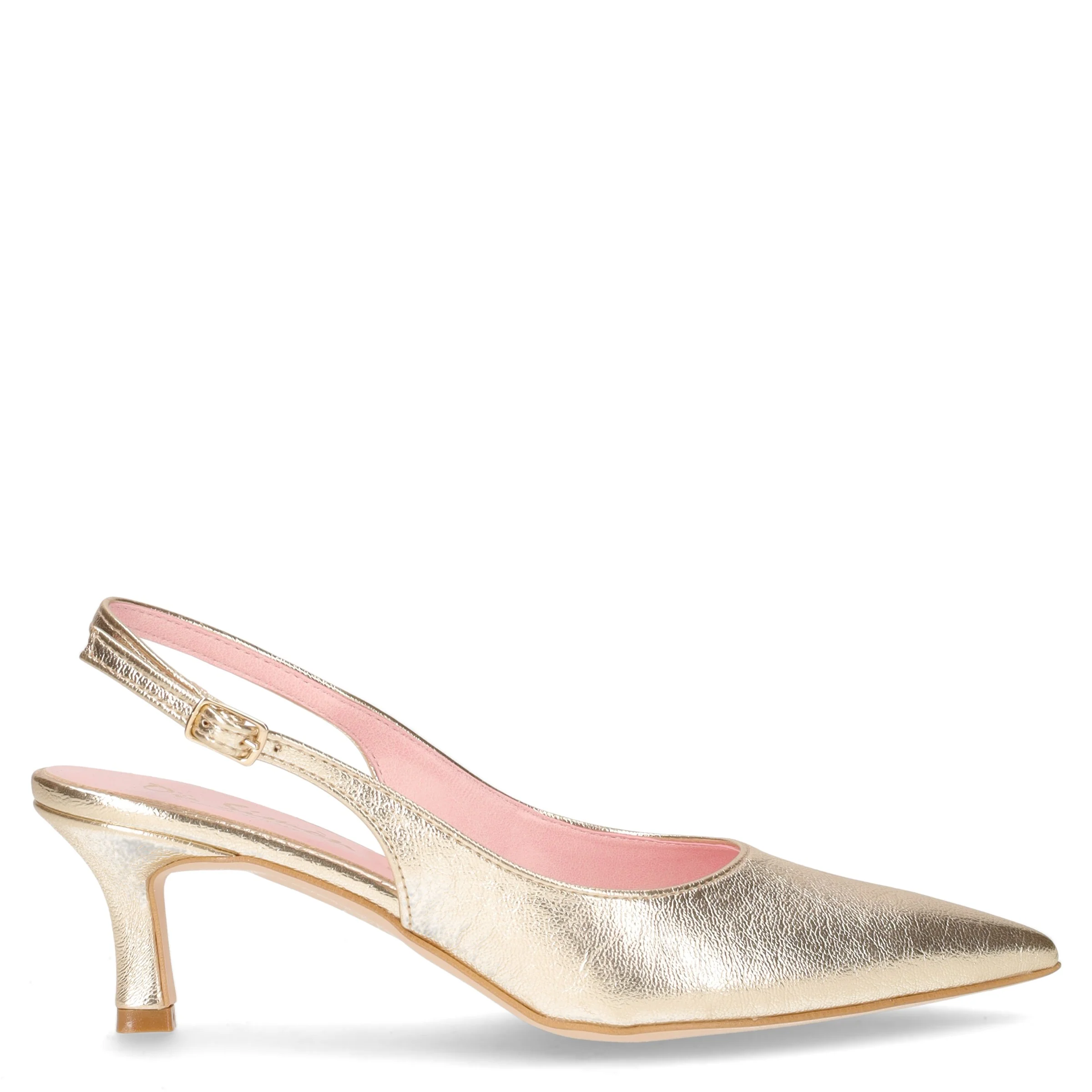 Décolleté slingback a punta in ecopelle platino