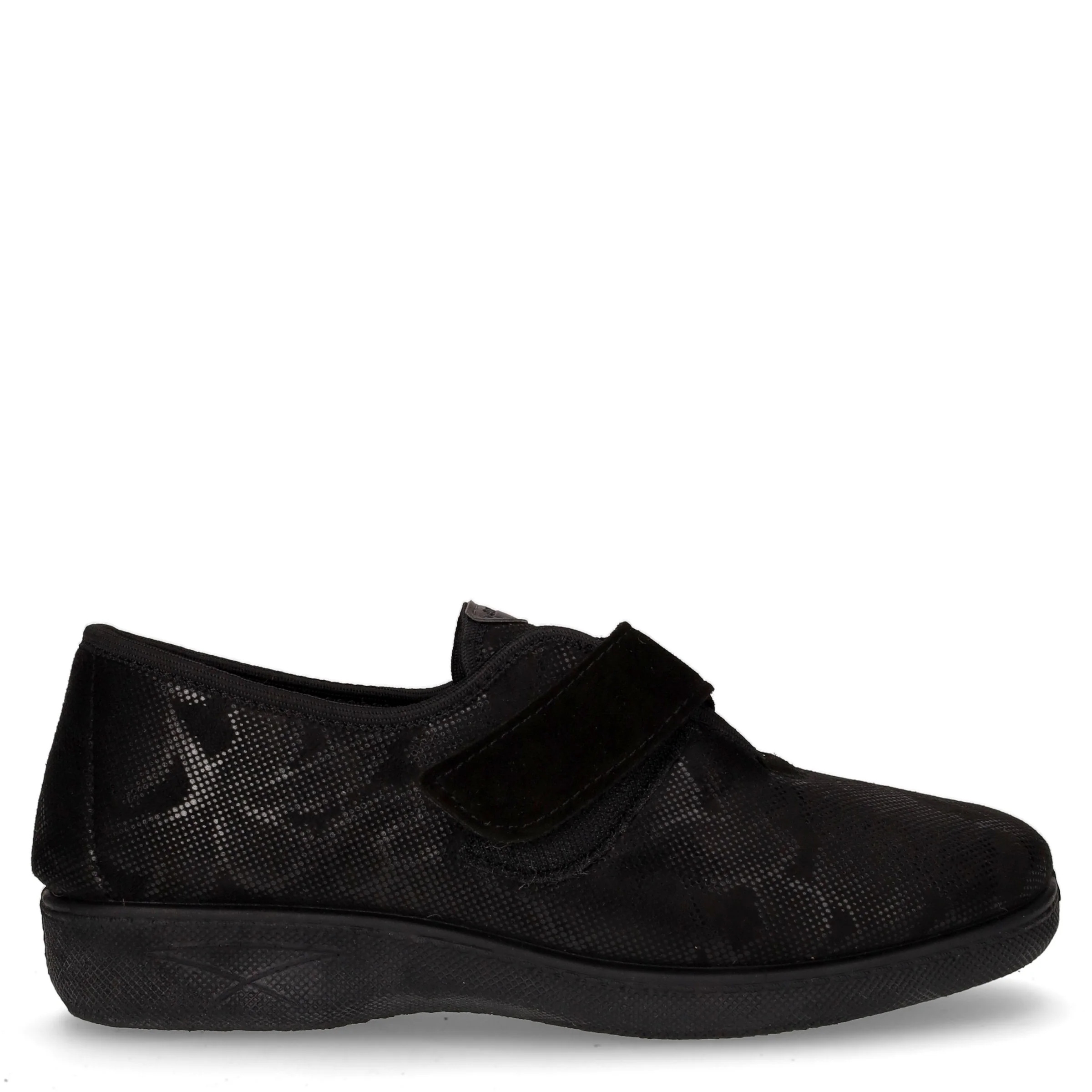 Pantofola con strappo in tessuto nero