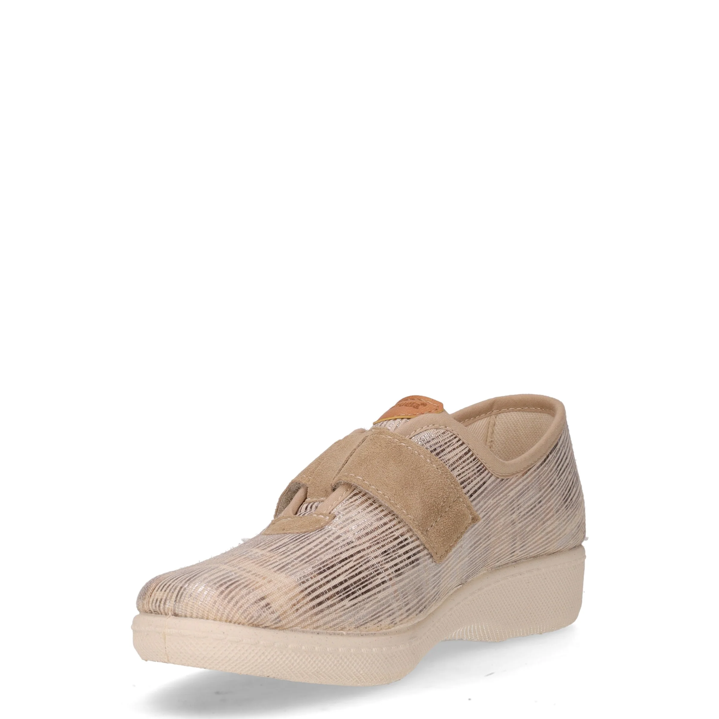 Scarpa chiusa in tessuto con strappo beige - Image 3
