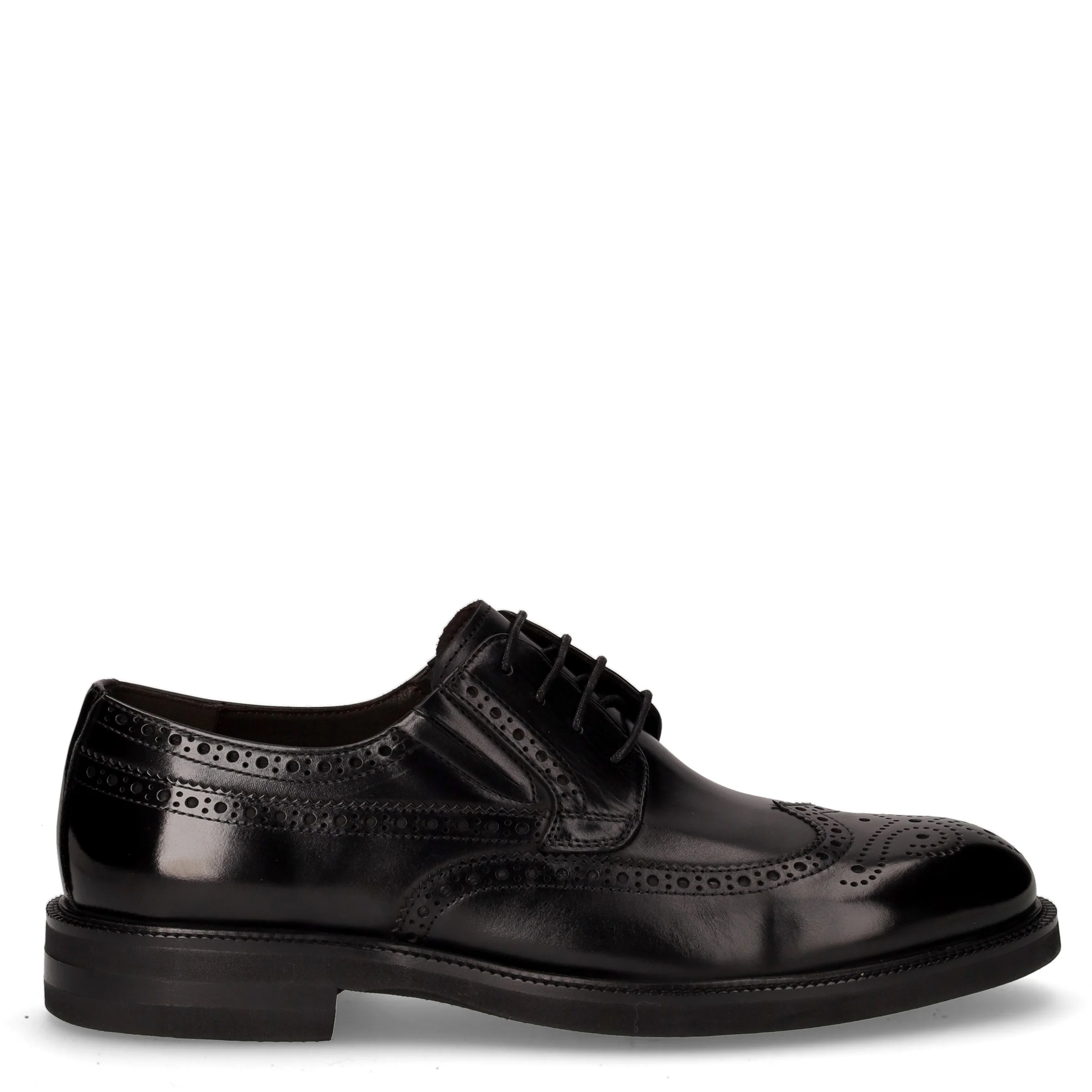 Stringata in pelle nero