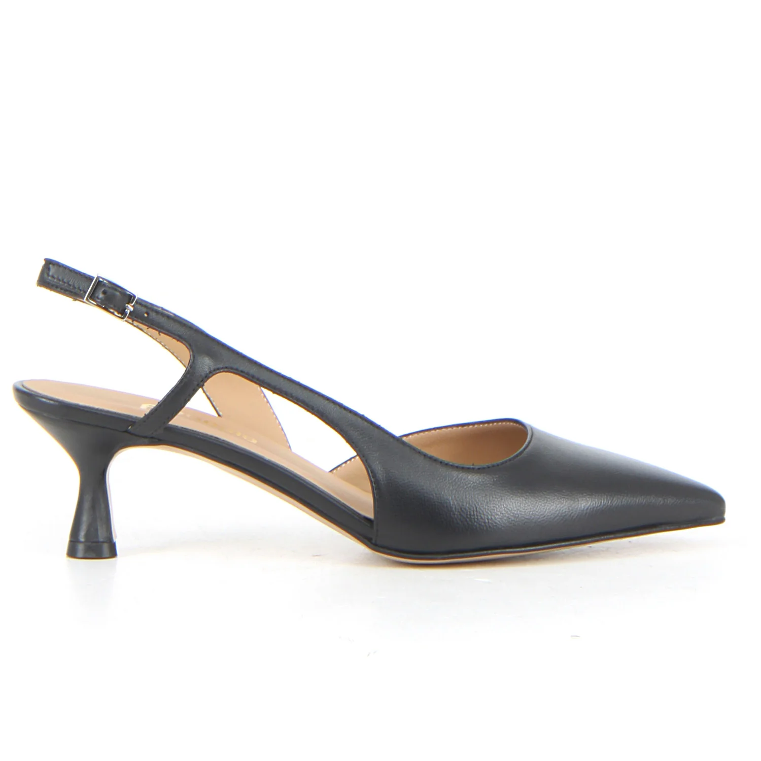 Décolleté slingback a punta nero nappa