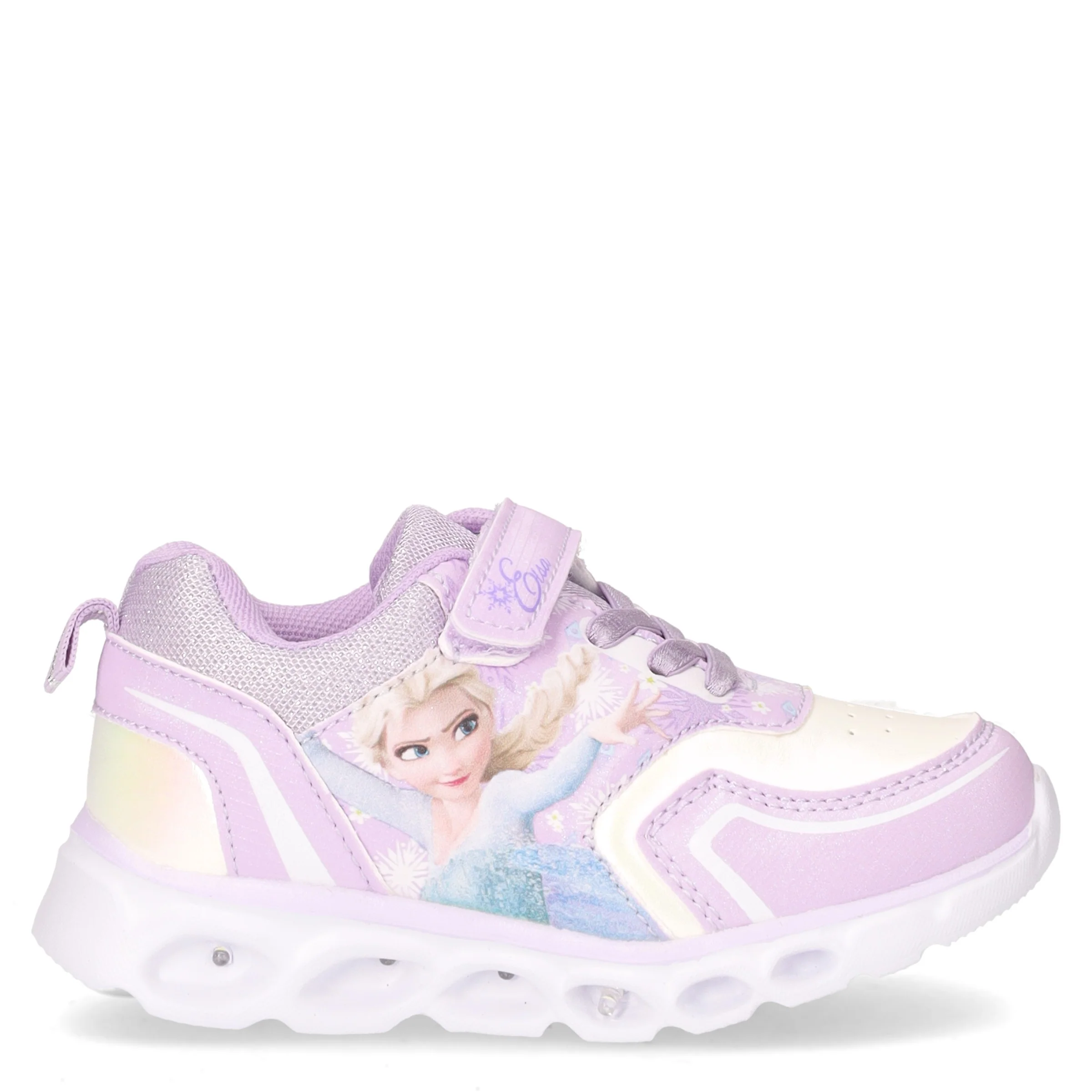 Sneaker bambina in ecopelle con luci lilla