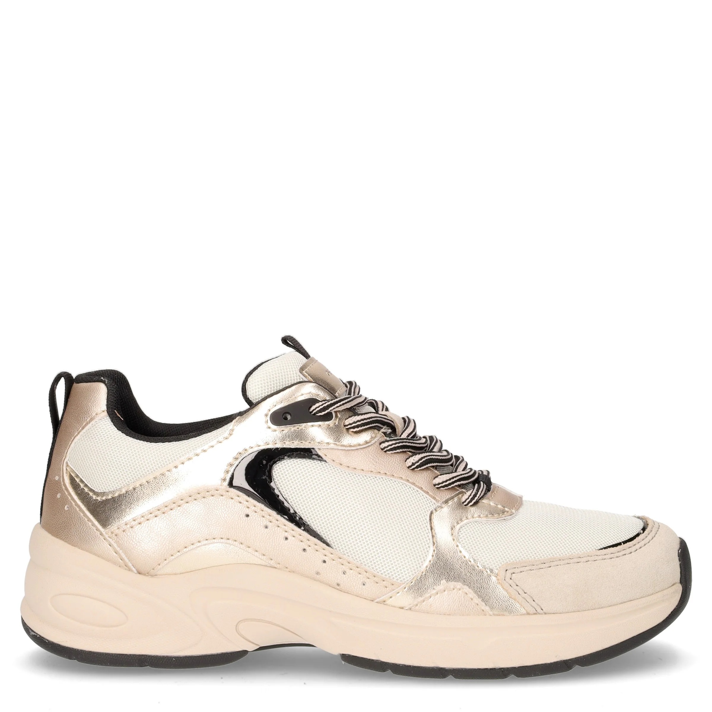 Zarvia sneaker in ecopelle e tessuto papiro oro
