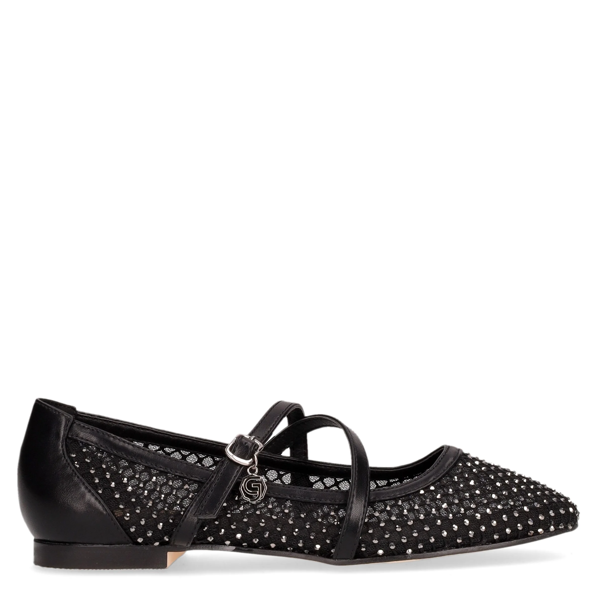 Ballerina con strass e cinturino nero