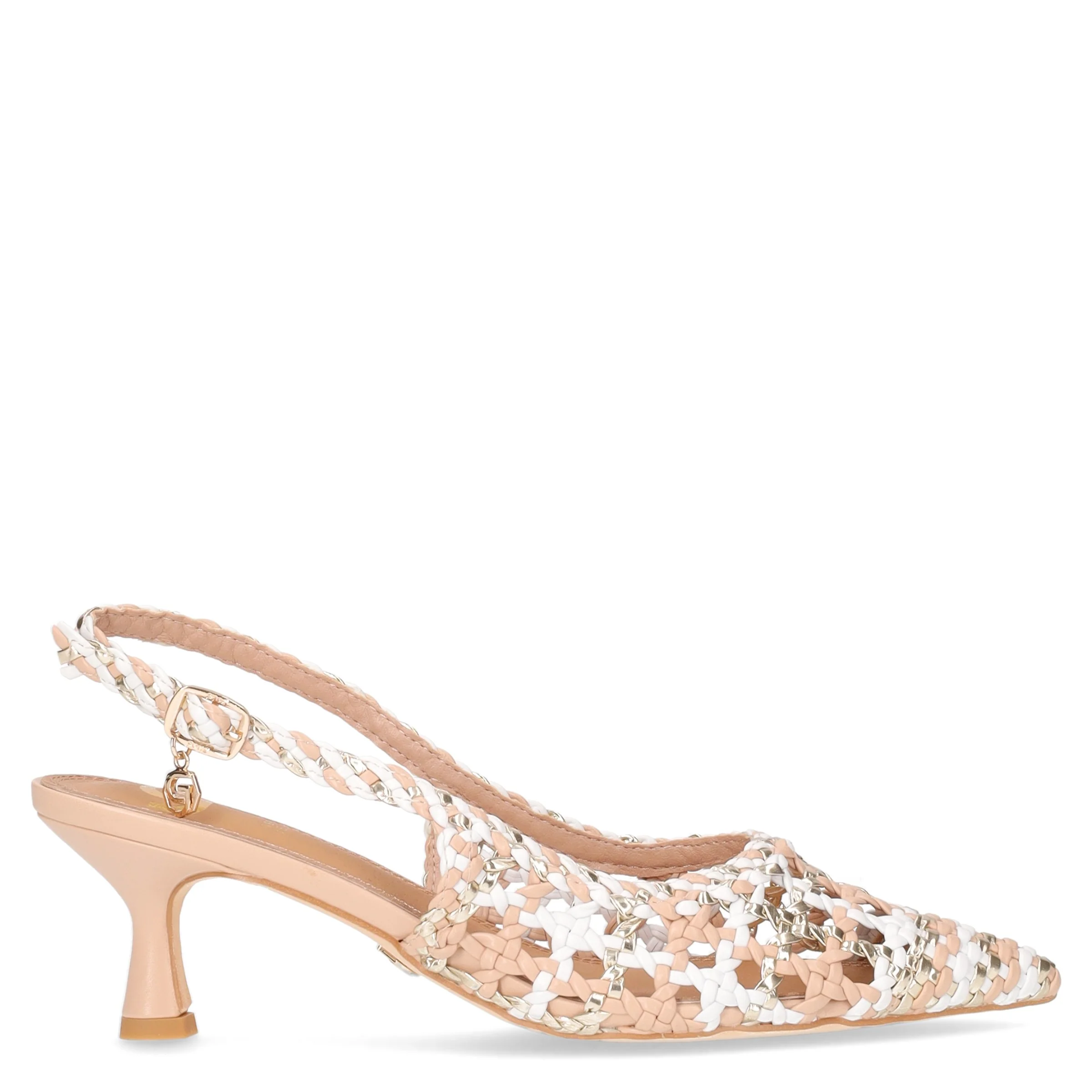 Décolleté slingack a punta nude bianco oro
