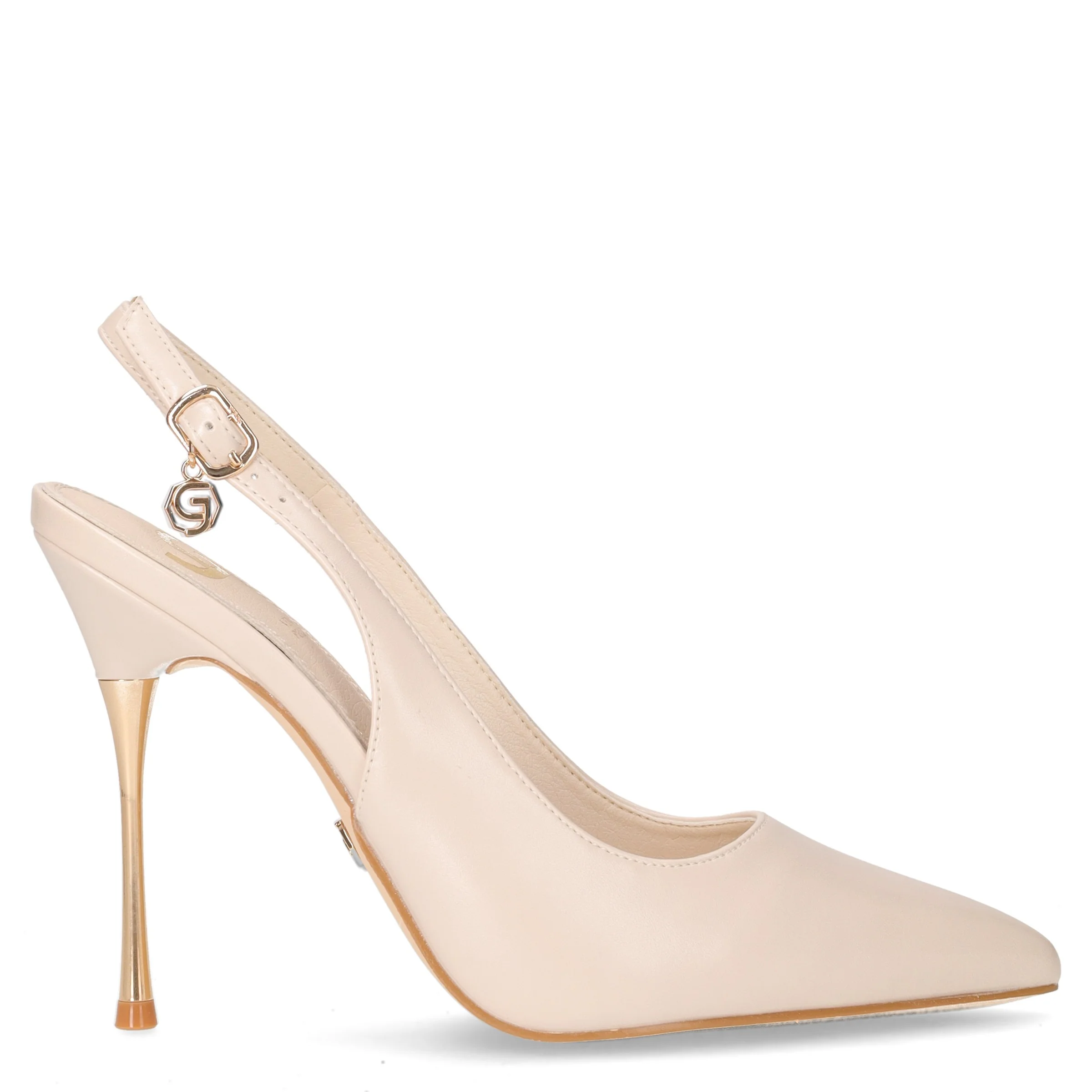 Slingback con tacco in ecopelle beige