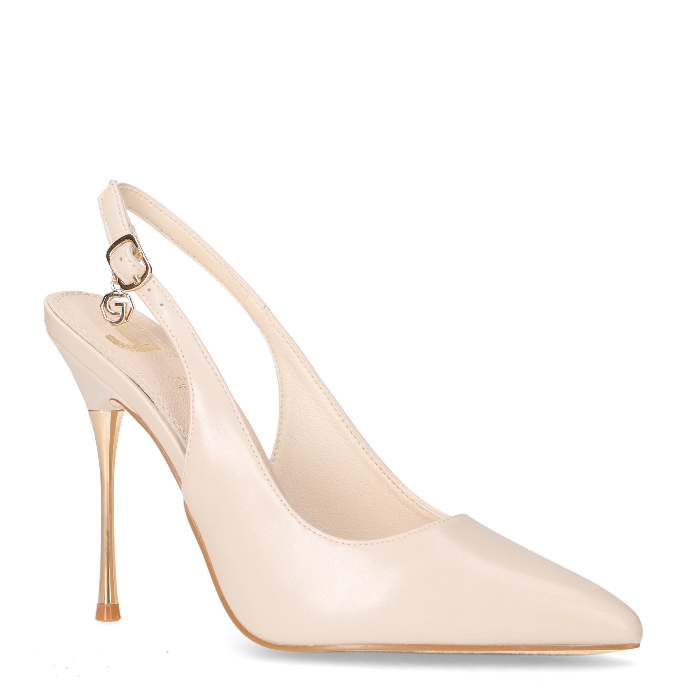 Slingback con tacco in ecopelle beige - Image 2