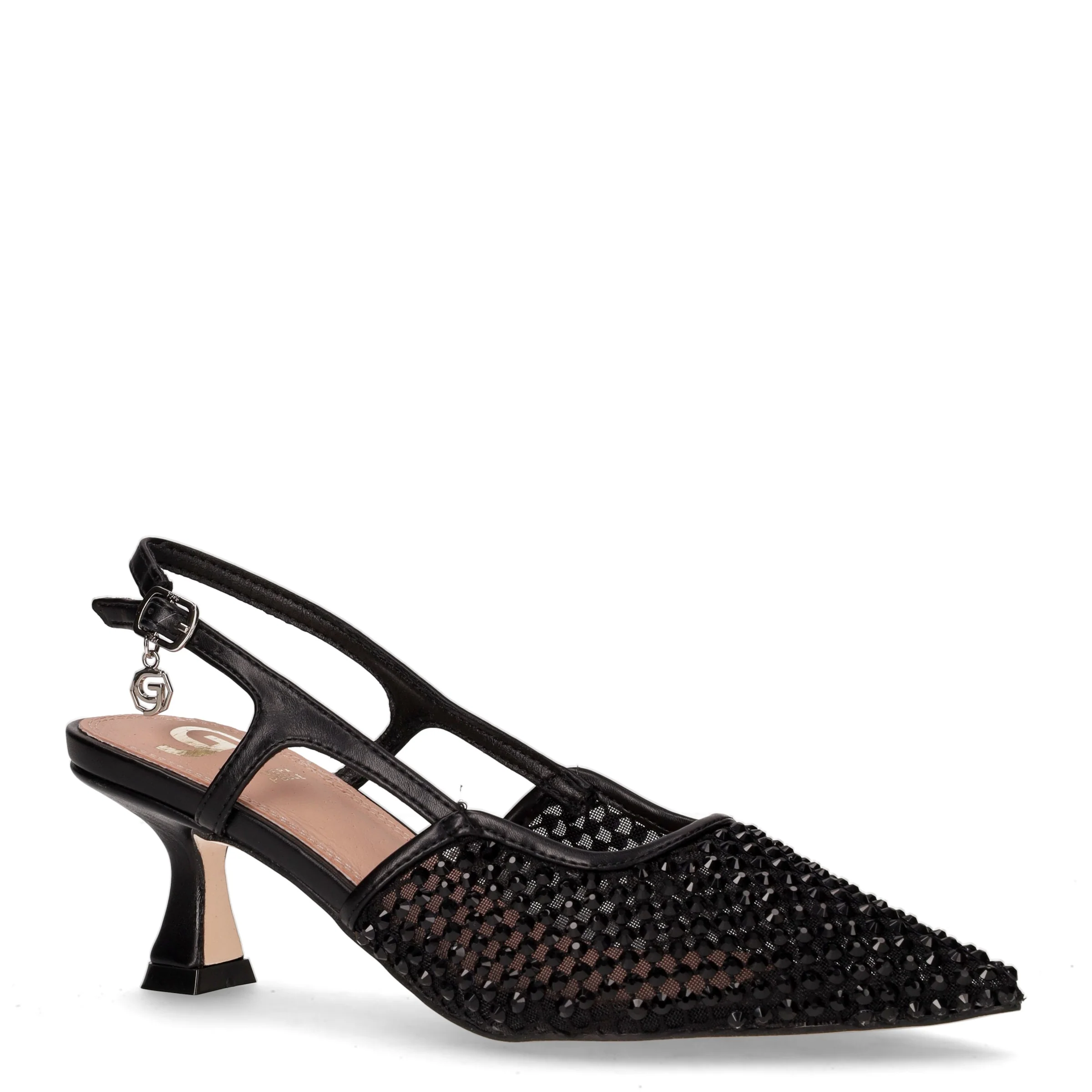 Slingback con tacco in tessuto nero - Image 2