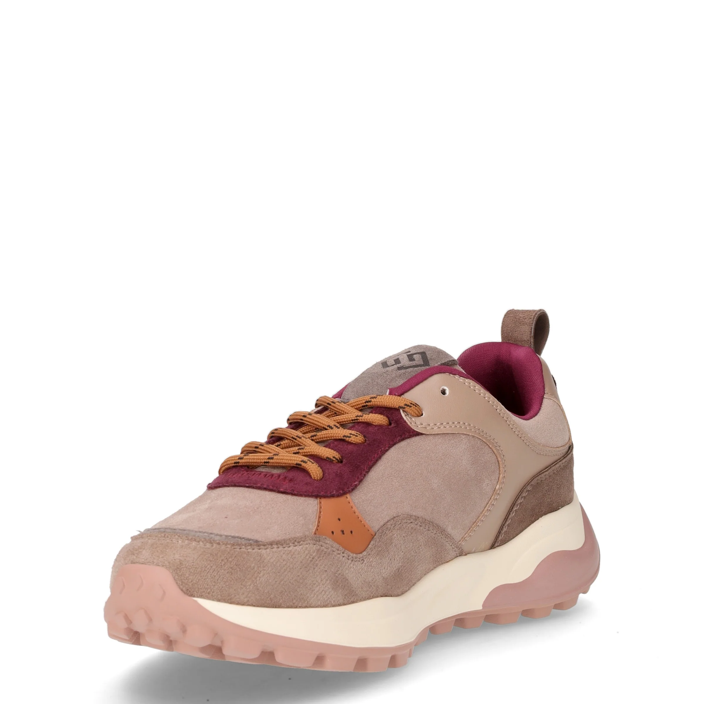 Sneaker in tessuto ed ecopelle bordeaux marrone rosa - Image 3