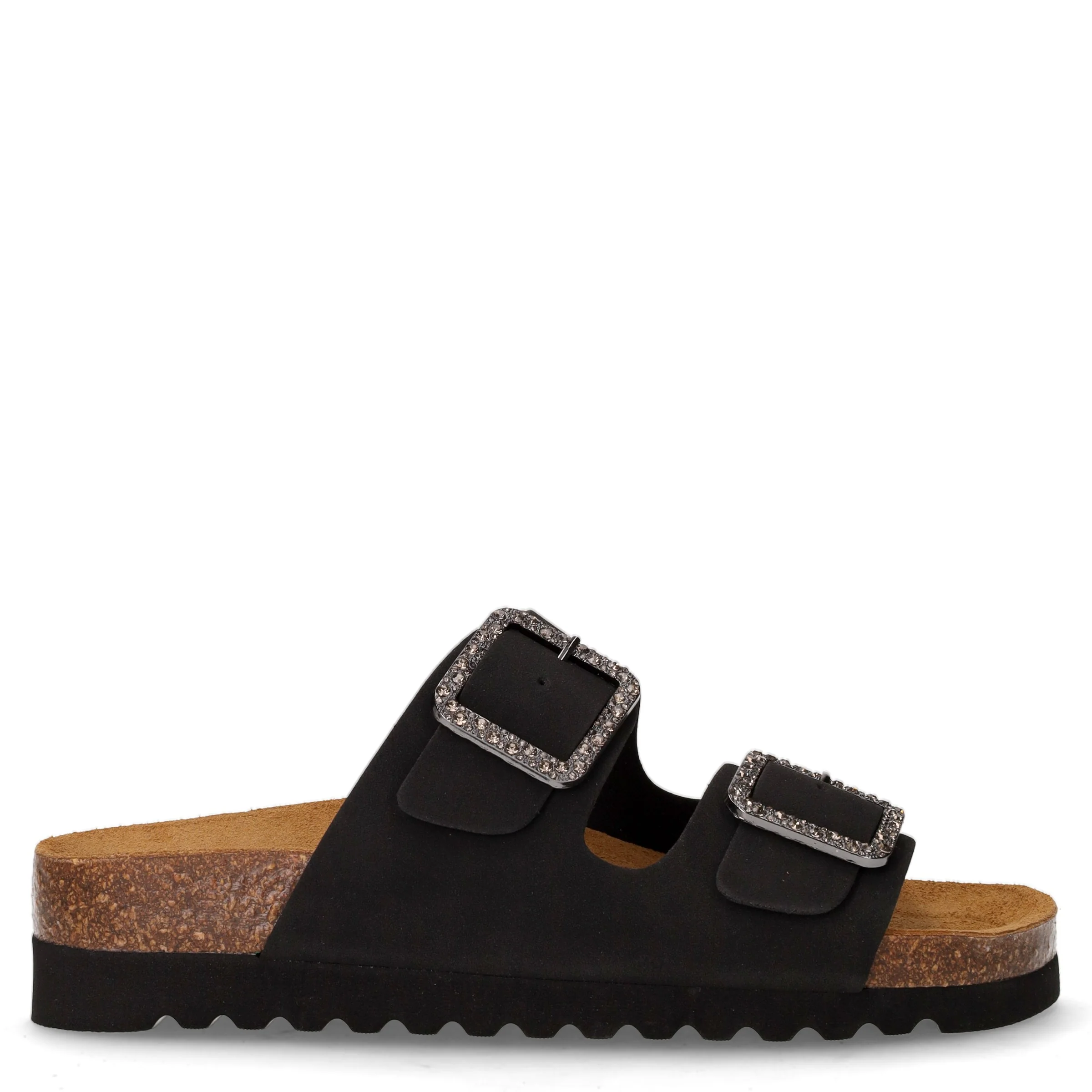 Hola ciabatta in ecopelle con strass nero