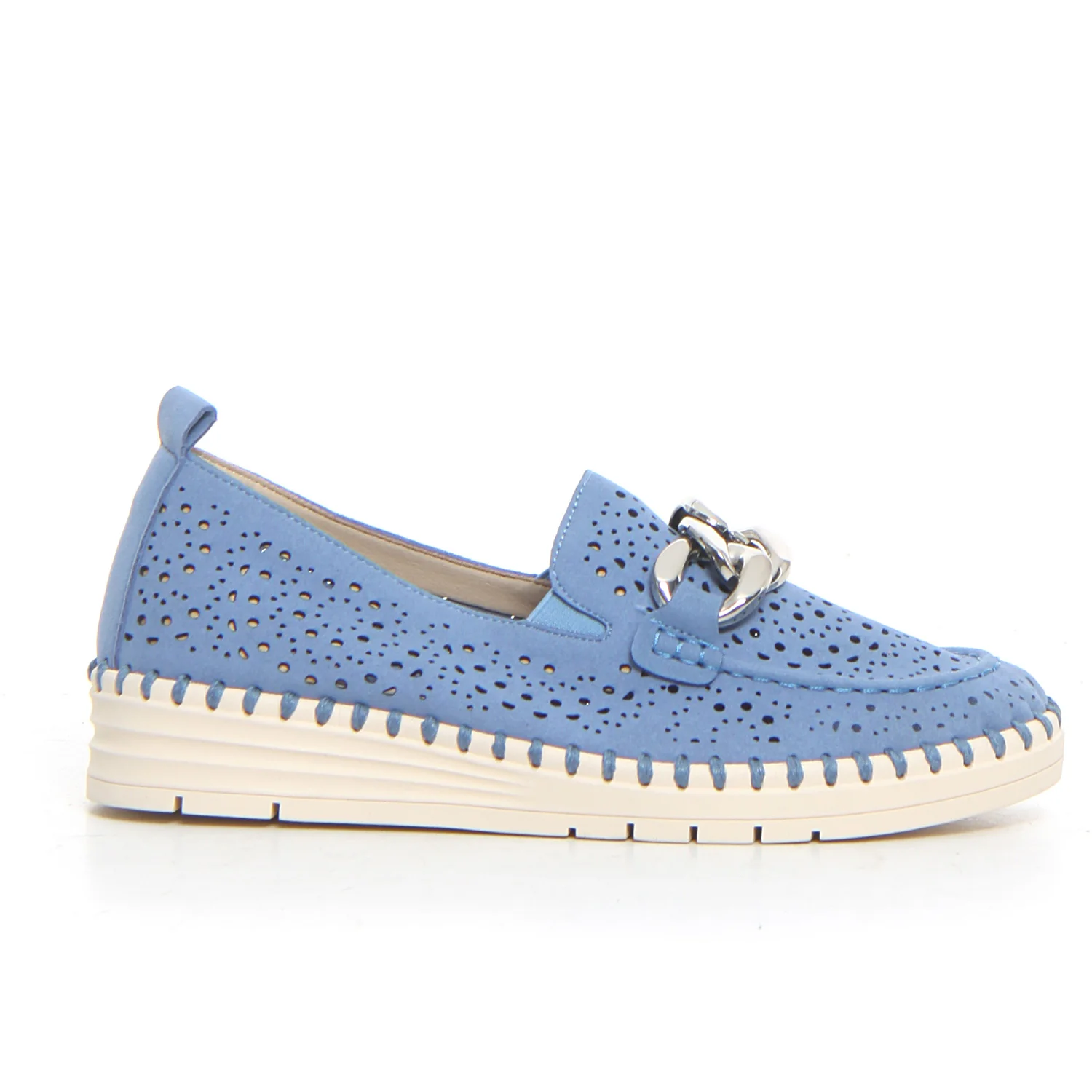 Mocassino casual con catena jeans