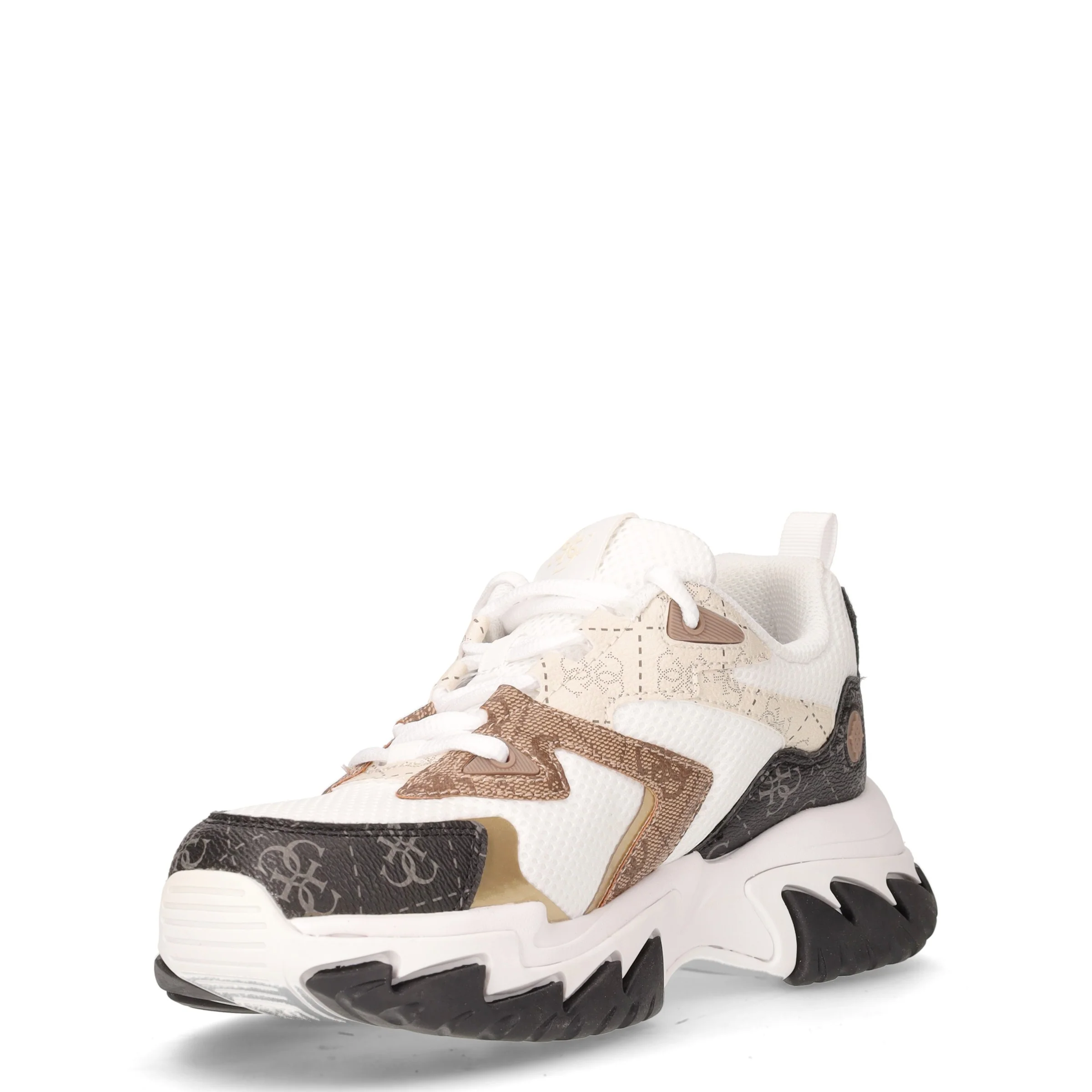 Sneaker in ecopelle e tessuto bianco beige marrone - Image 3