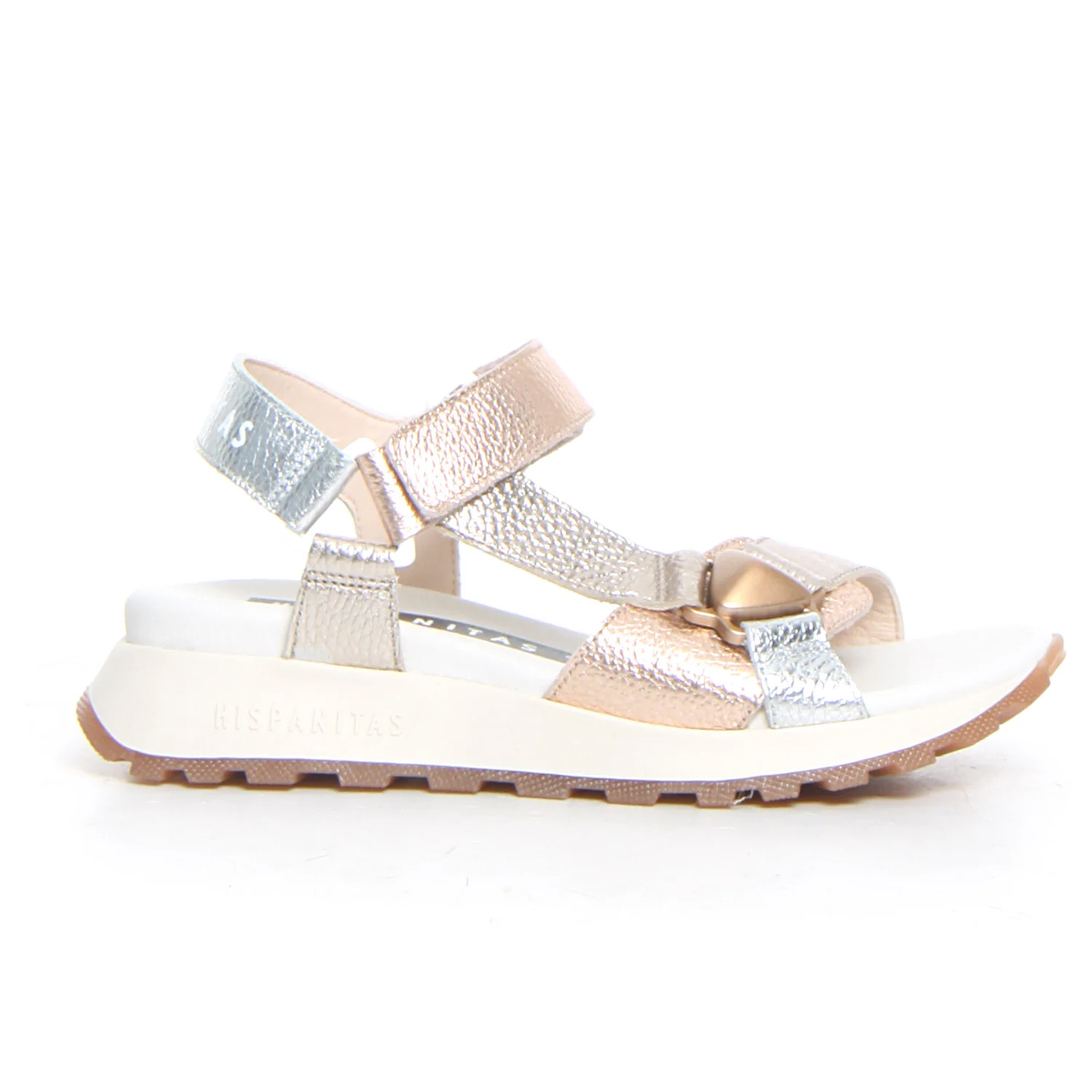 Sandalo con strappi silver