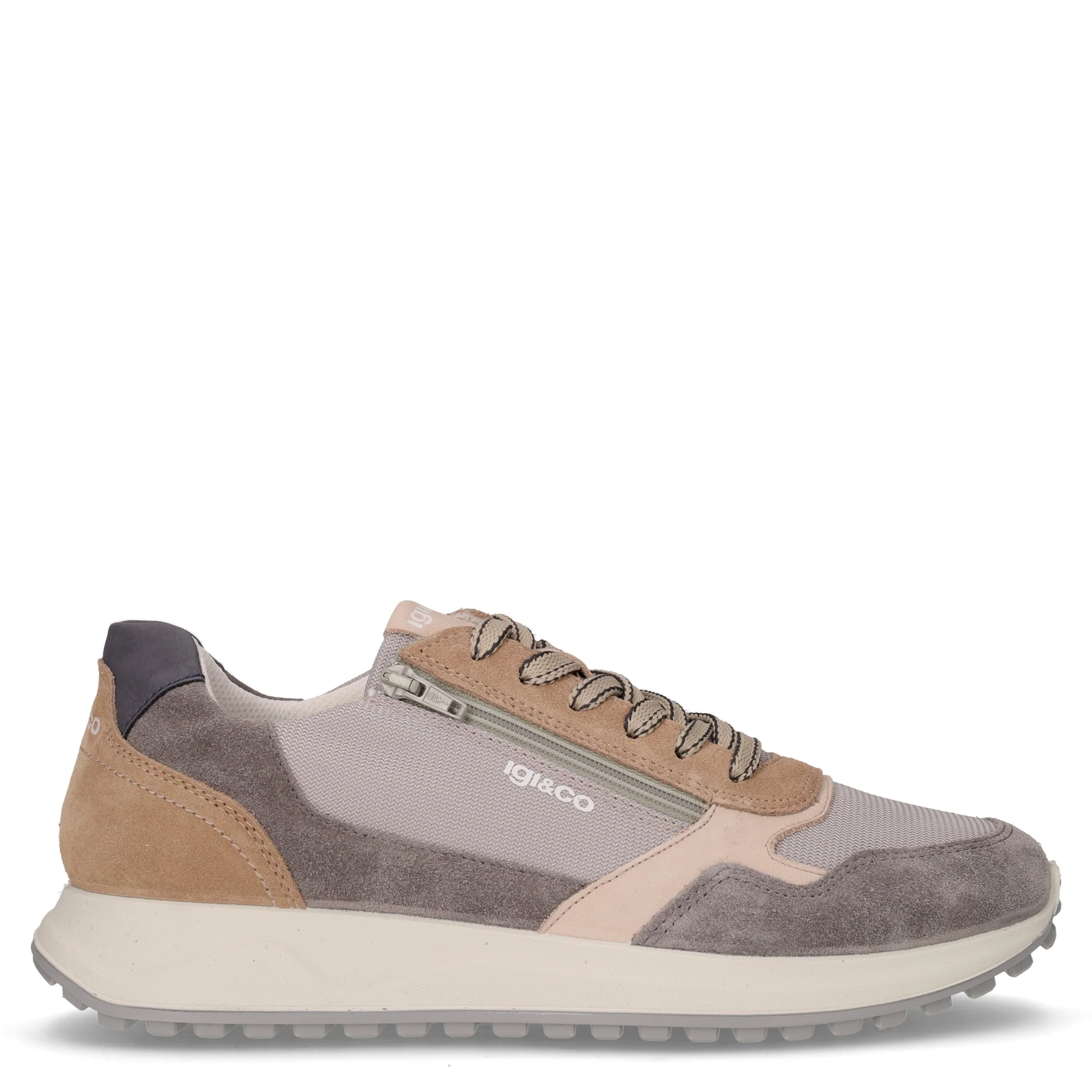 Sneaker in tessuto e pelle grigio scuro