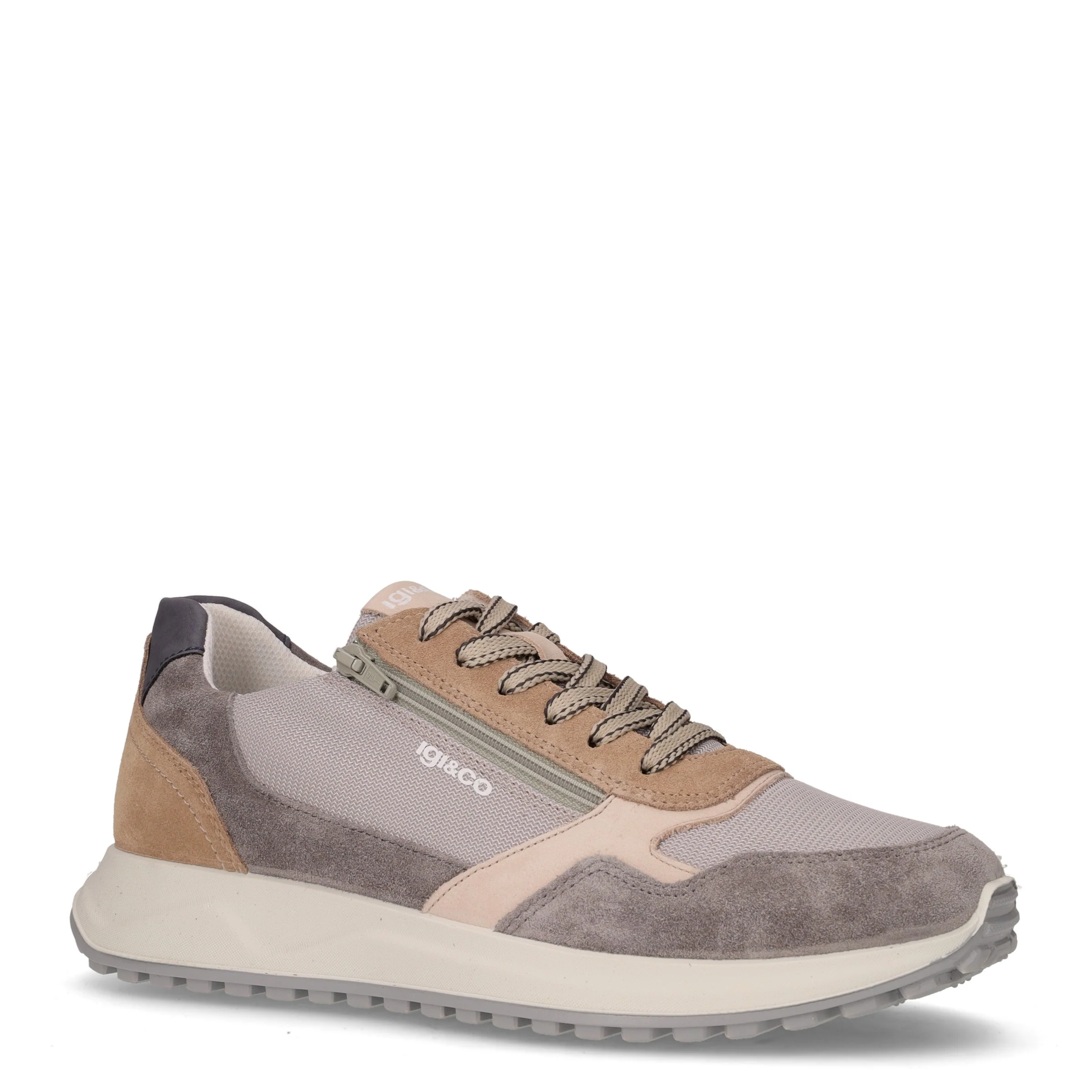 Sneaker in tessuto e pelle grigio scuro - Image 2
