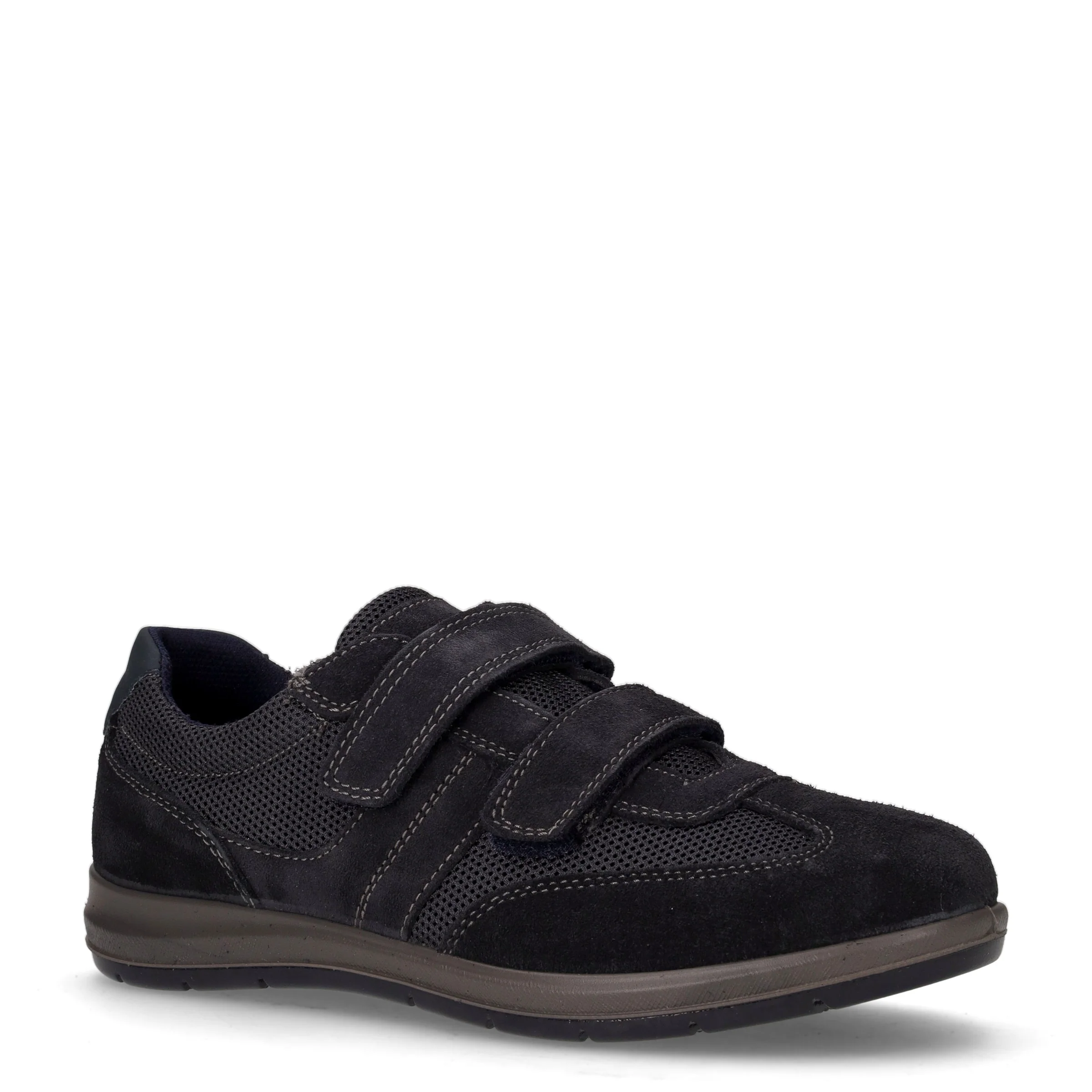 Scarpa sportiva in pelle e tessuto blu - Image 2
