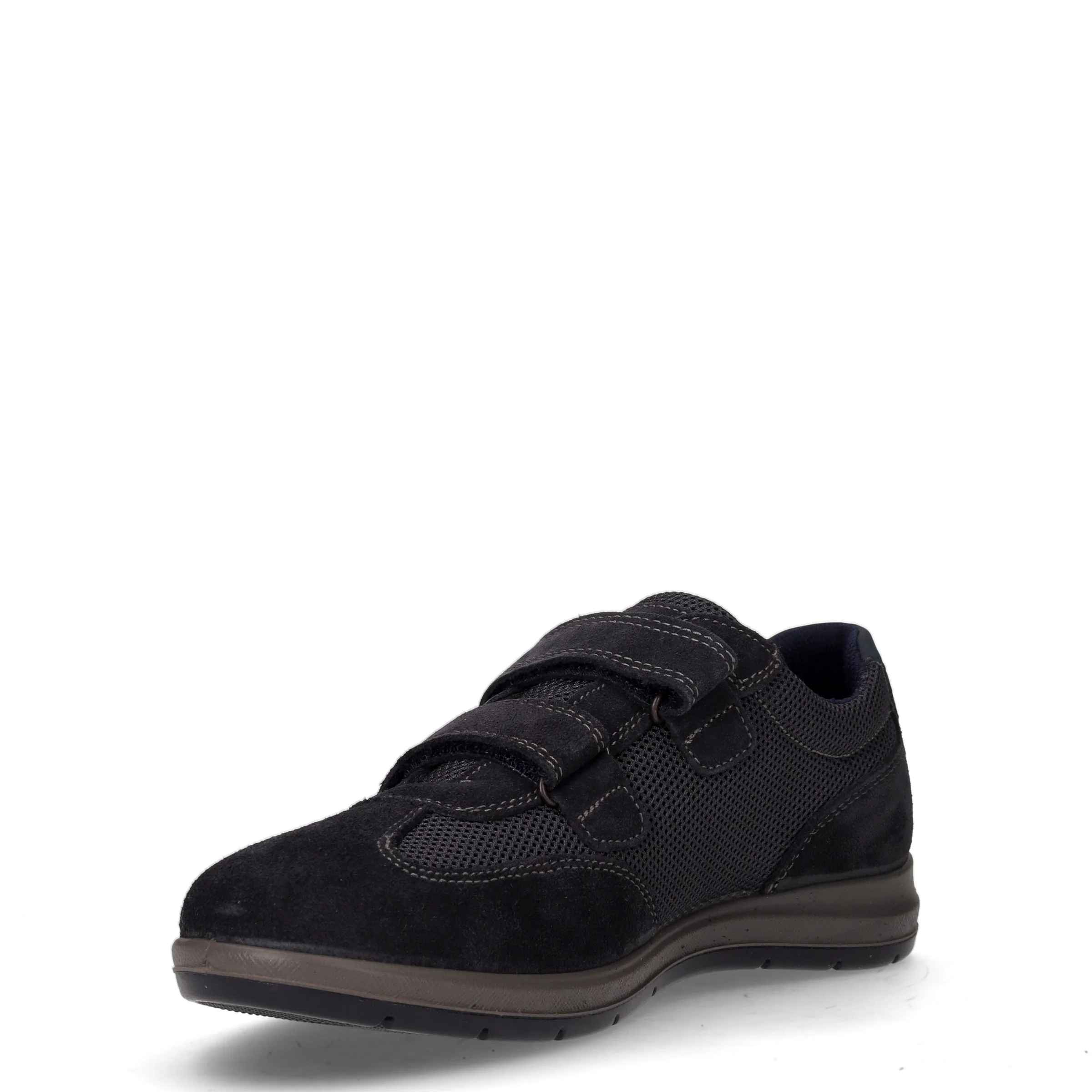 Scarpa sportiva in pelle e tessuto blu - Image 3