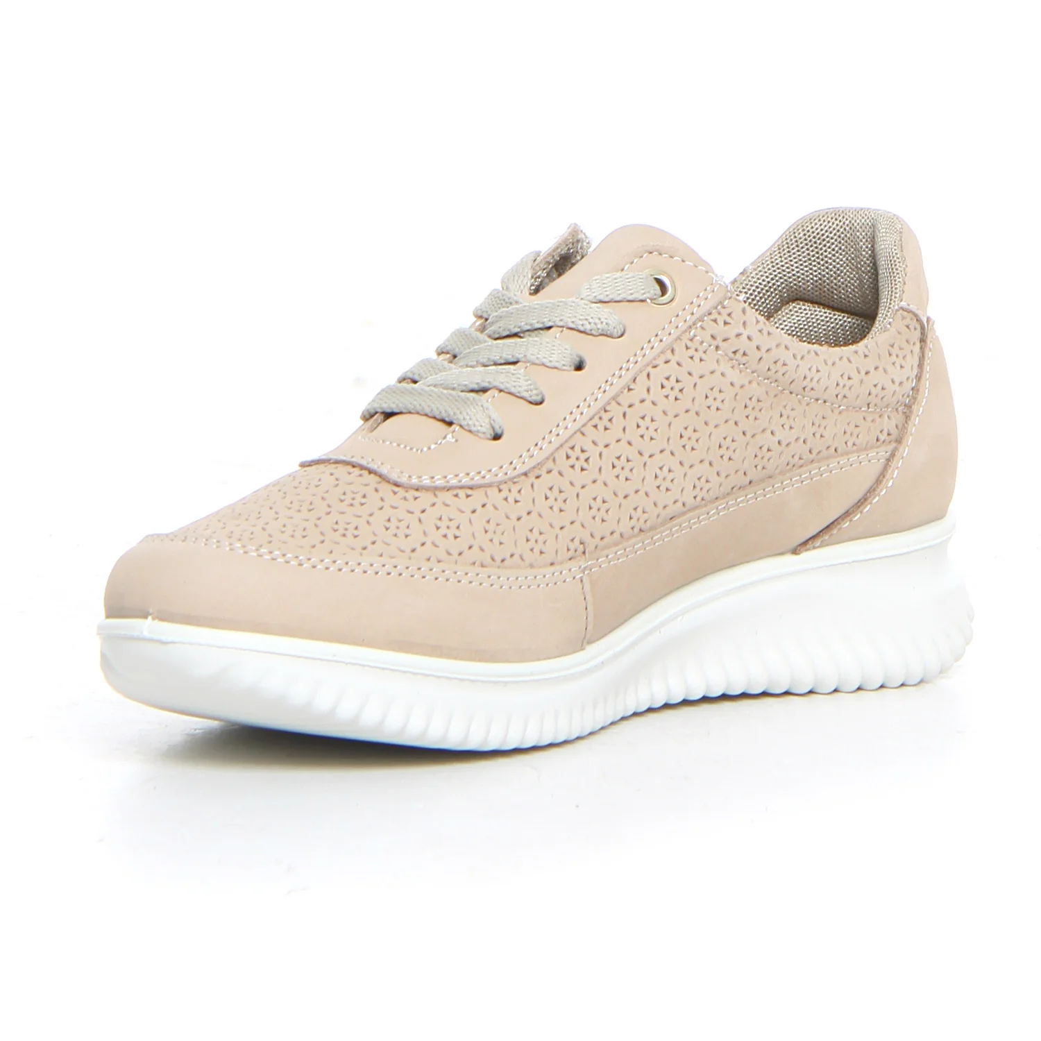 Sneaker con zip laterale beige - Image 3