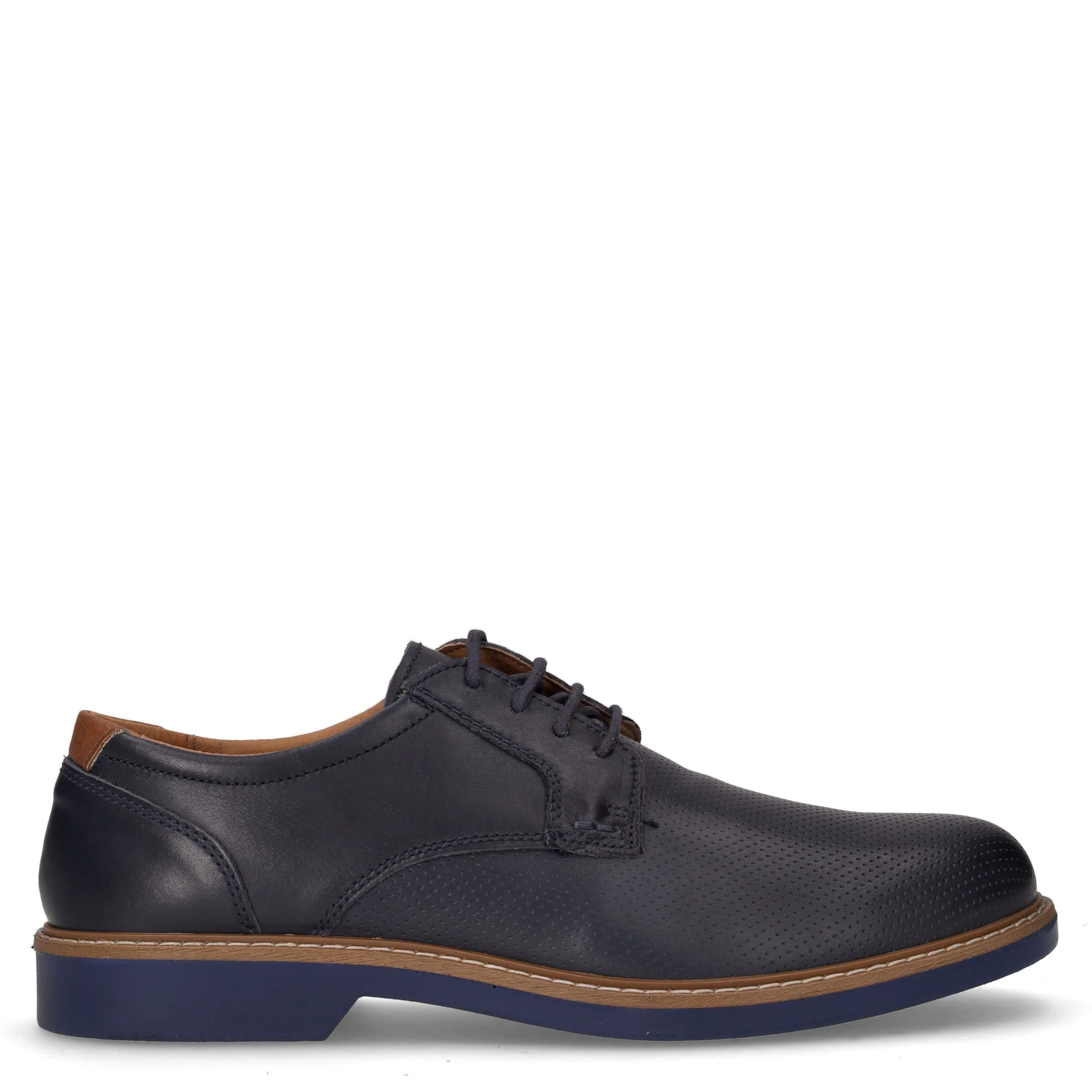 Stringata in pelle blu