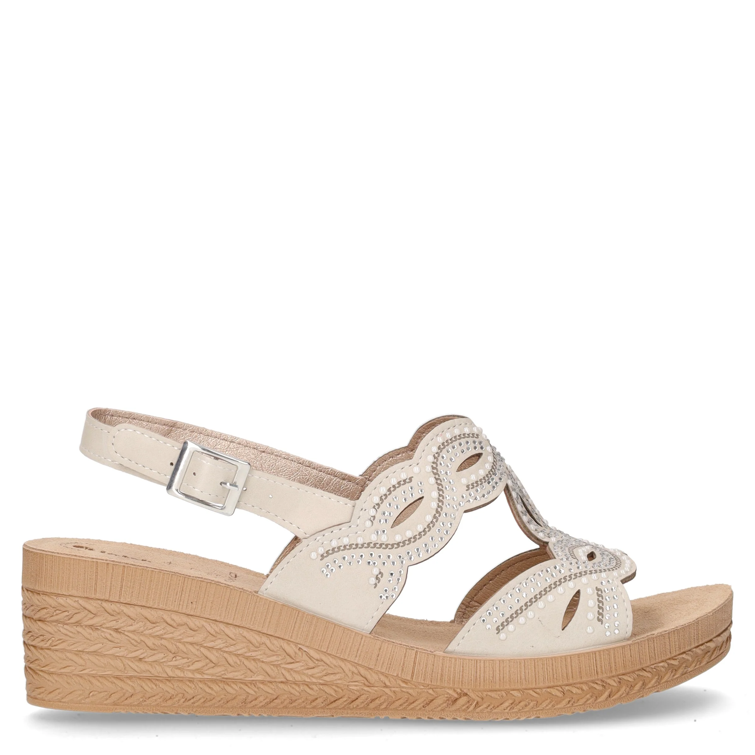 Sandalo con strass e zeppa ghiaccio