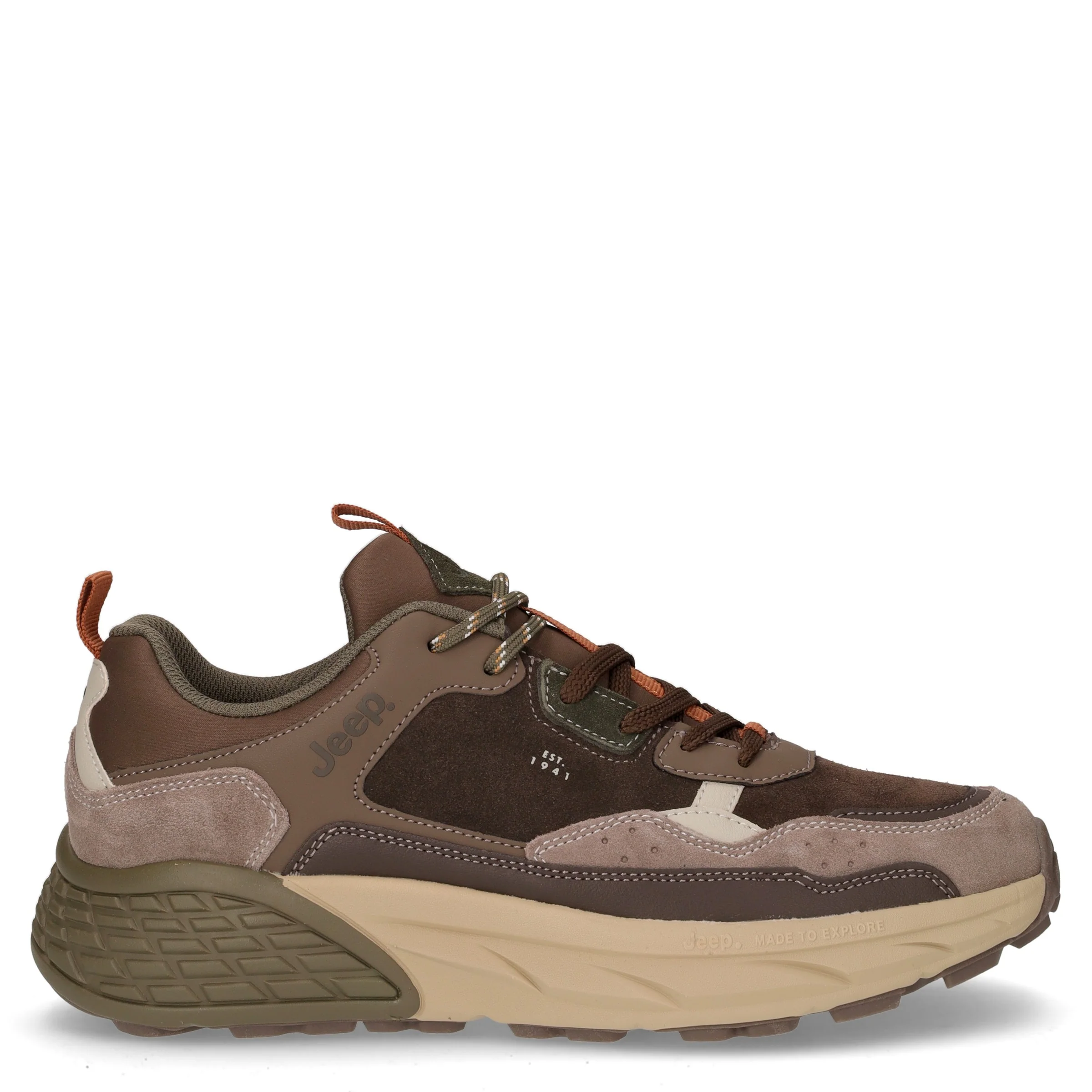 Groove sneaker in pelle e tessuto marrone scuro