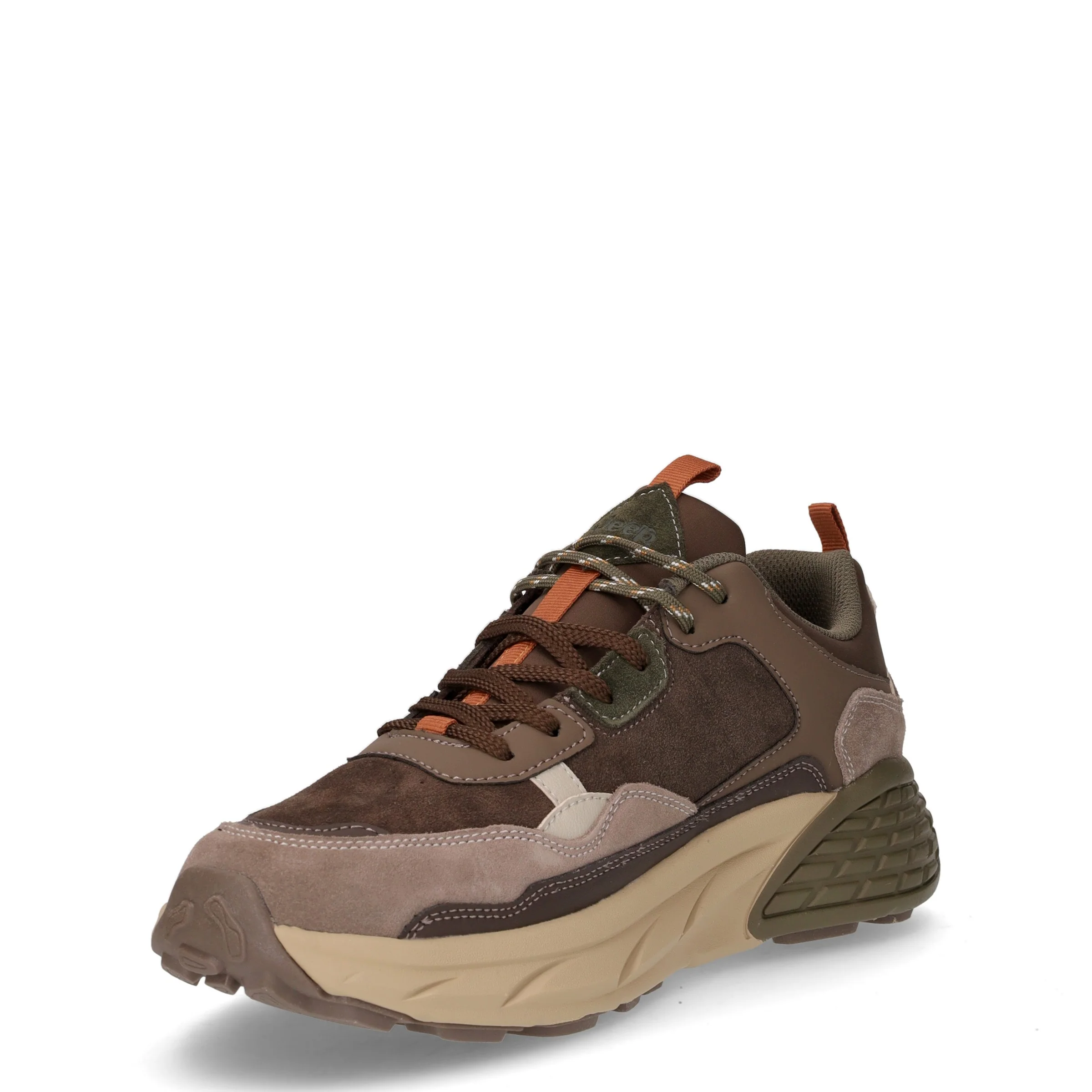 Groove sneaker in pelle e tessuto marrone scuro - Image 3