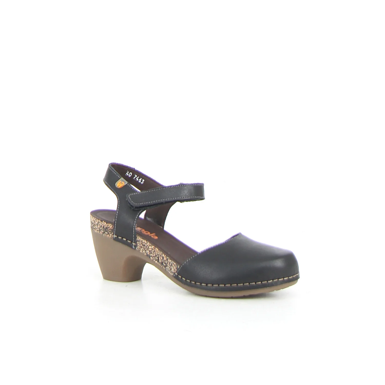 Sandalo con tacco in pelle nero - Image 2