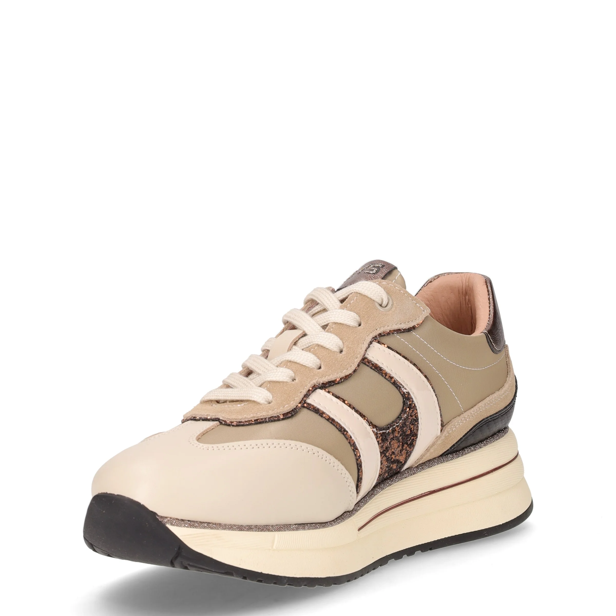 Sneaker con platform in ecopelle panna nero - Image 3