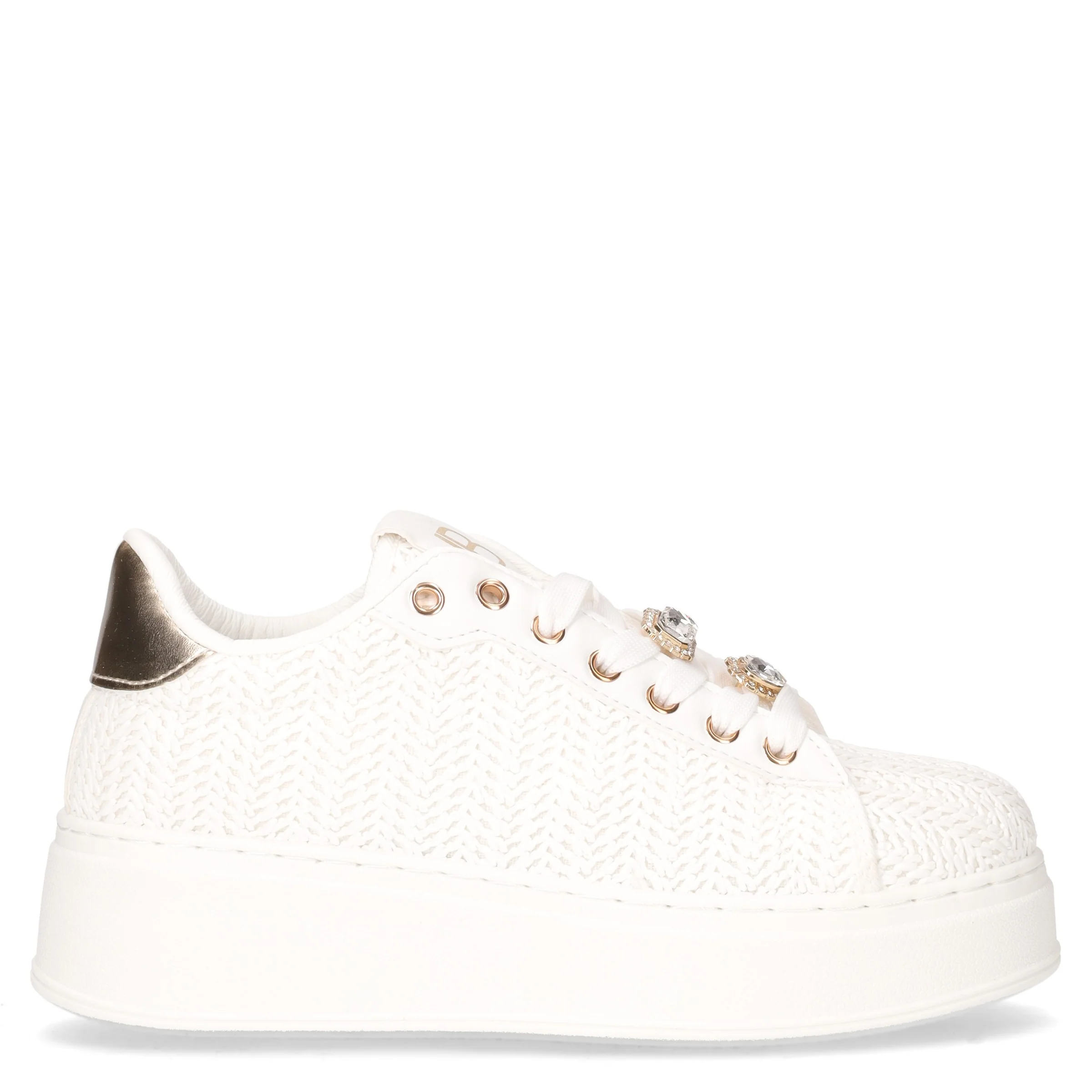 Sneaker in raffia con platform bianco