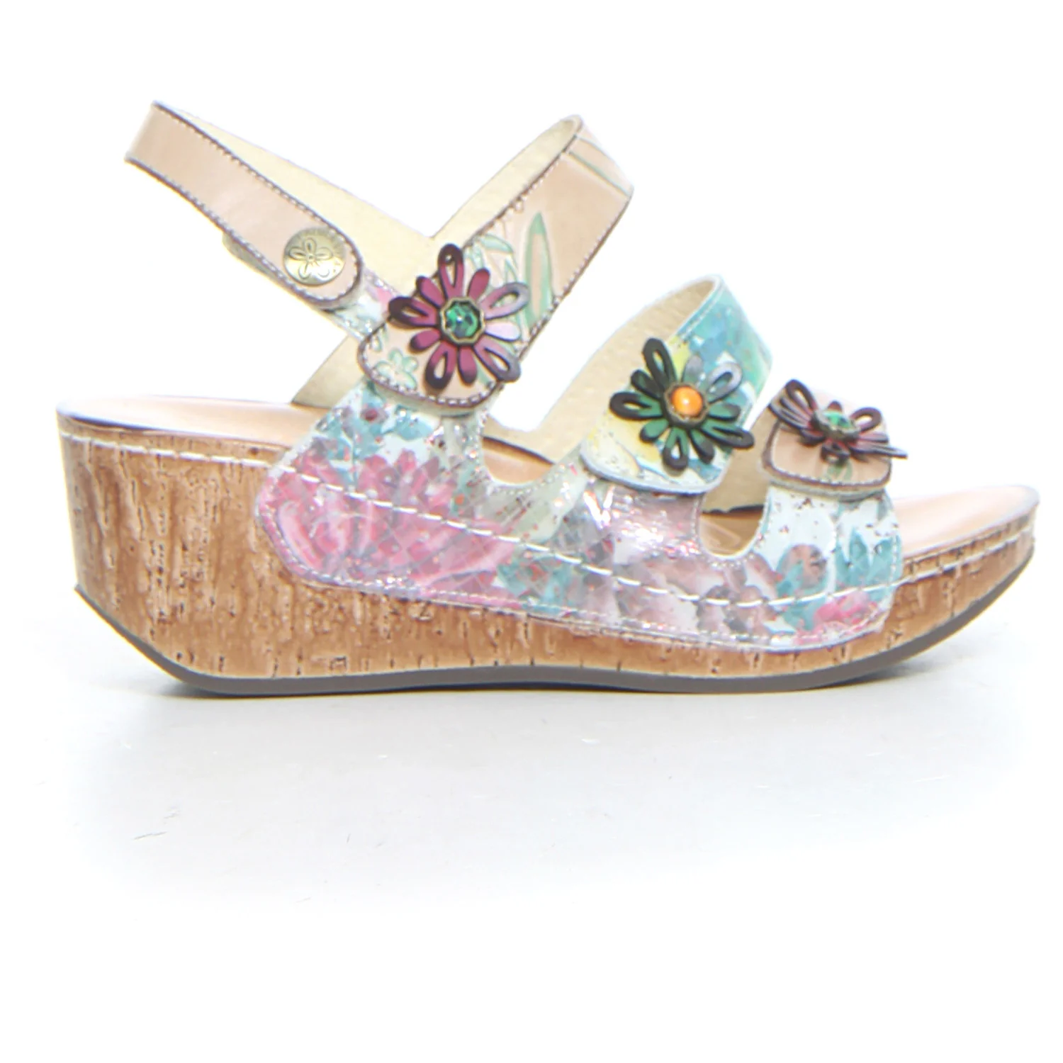 Sandalo con zeppa beige