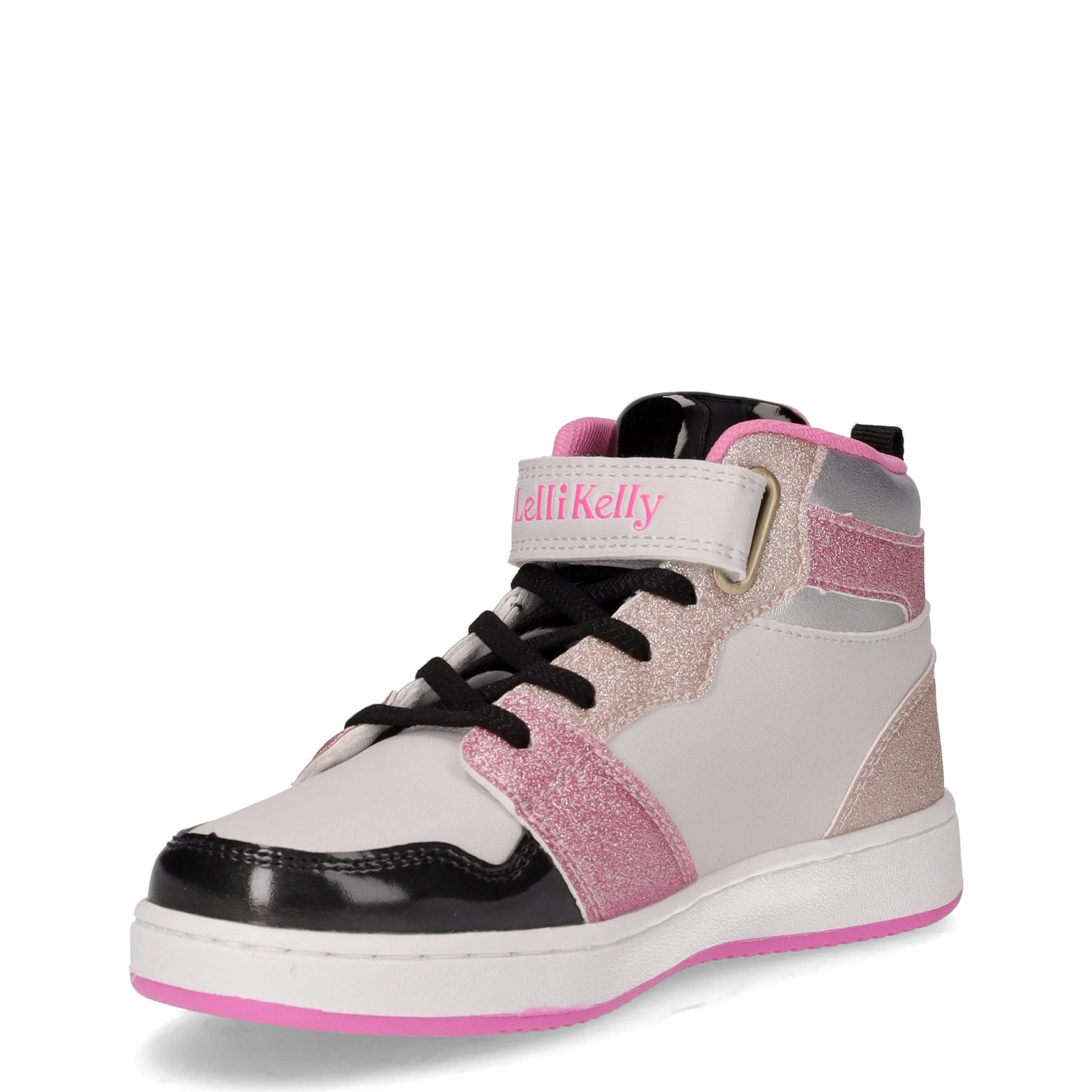 Gaia sneaker bambina in ecopelle nero grigio rosa - Image 3