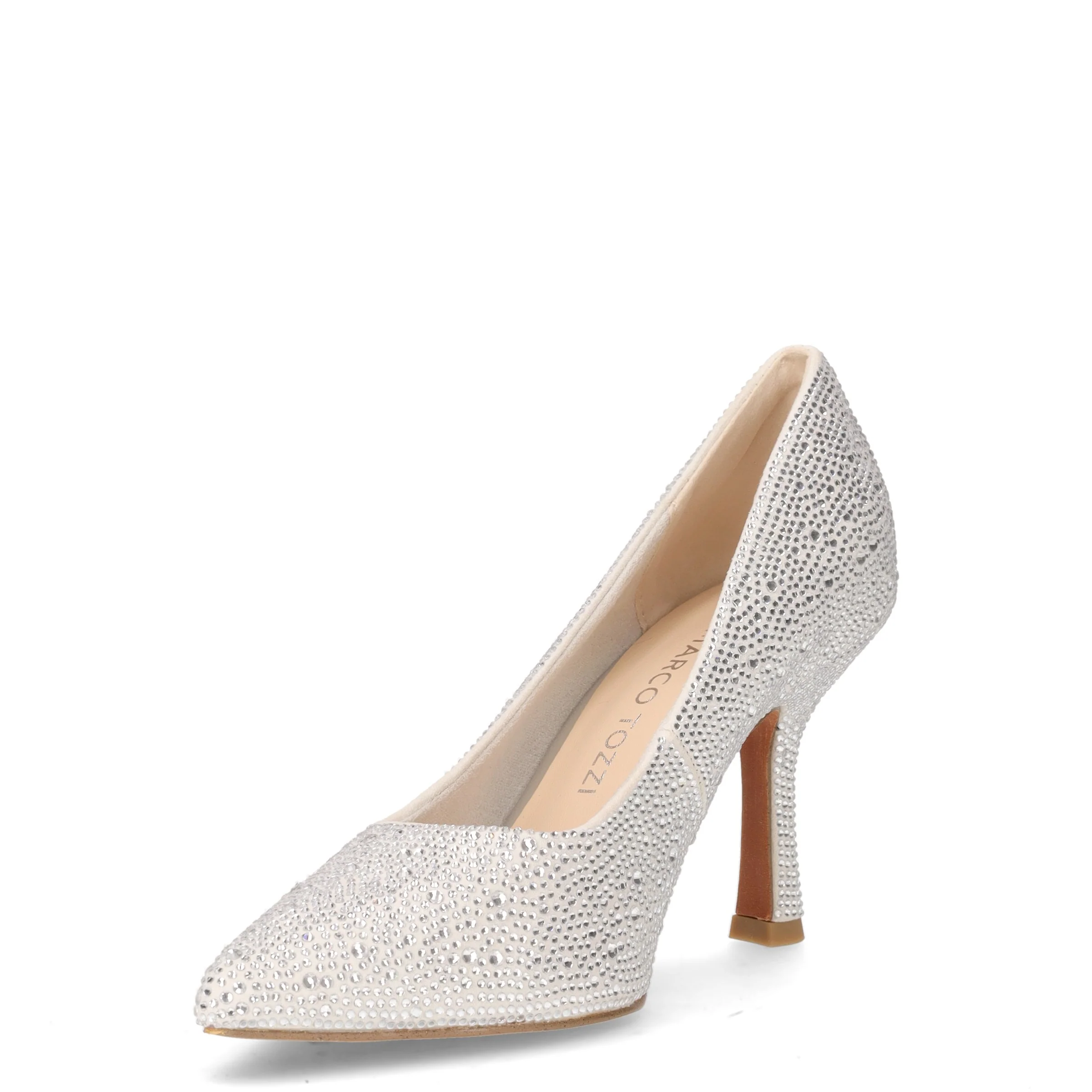 Décolleté in ecopelle in tessuto con strass quarzo argento - Image 3