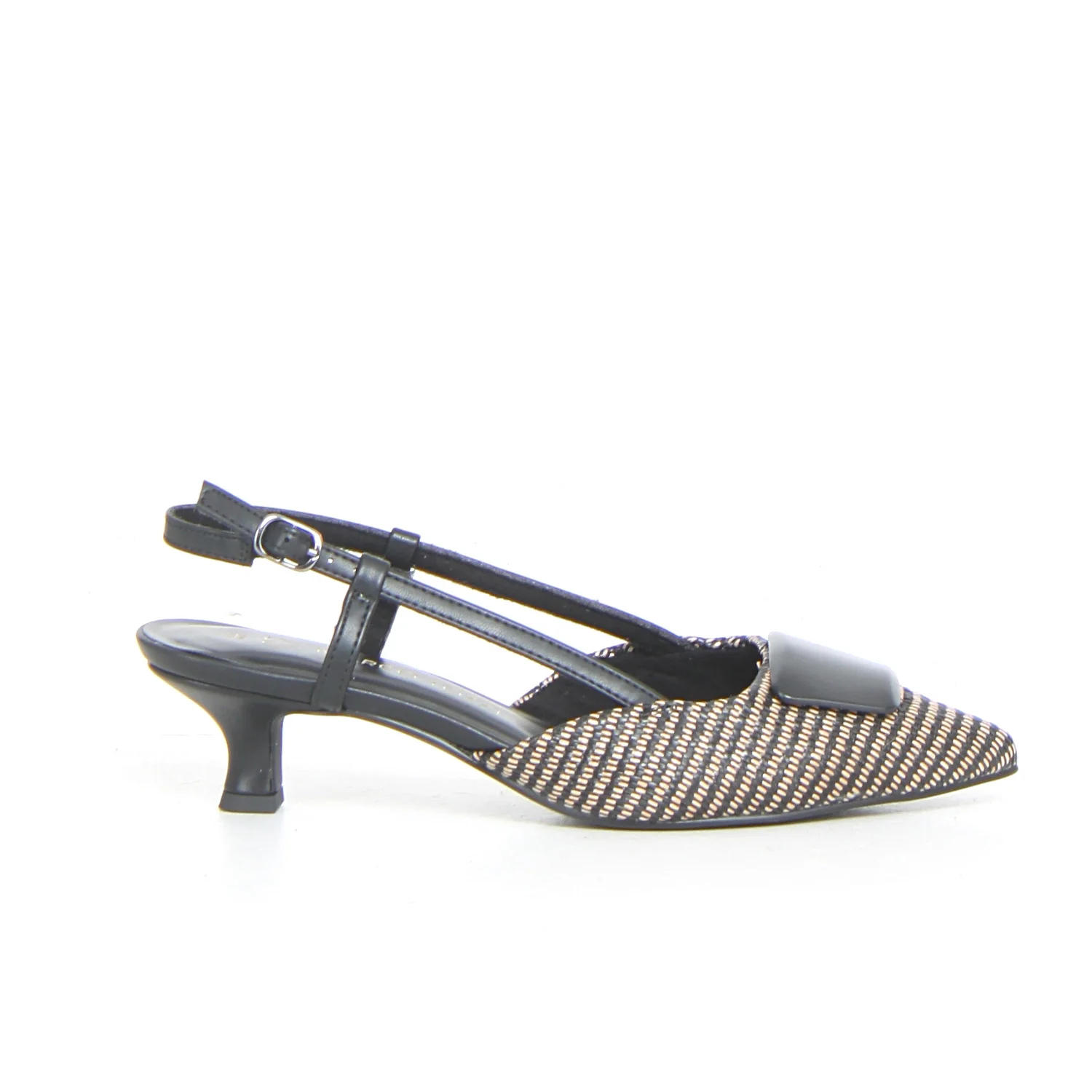 Slingback con tacco in ecopelle nero