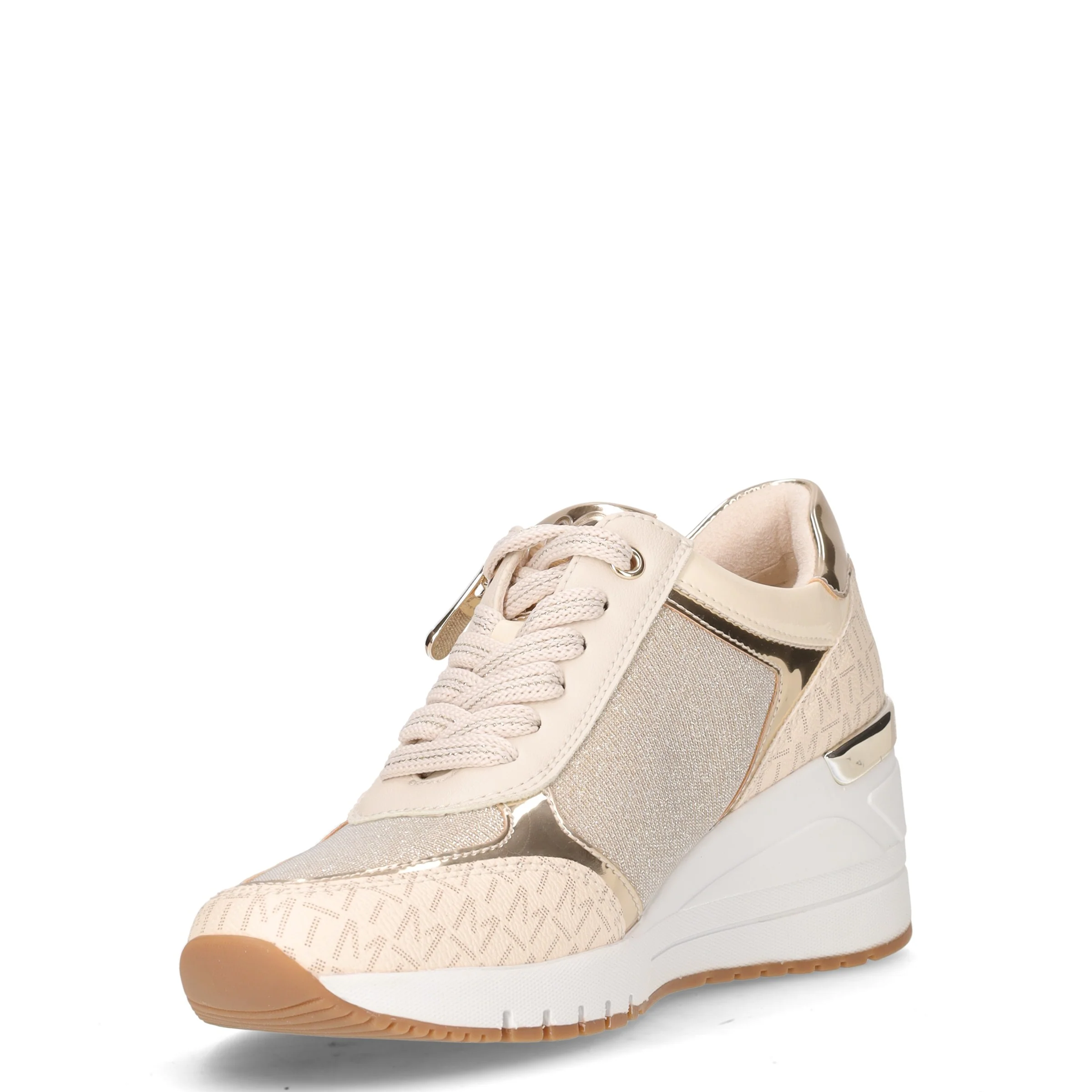 Sneaker in ecopelle e tessuto con zeppa crema - Image 3