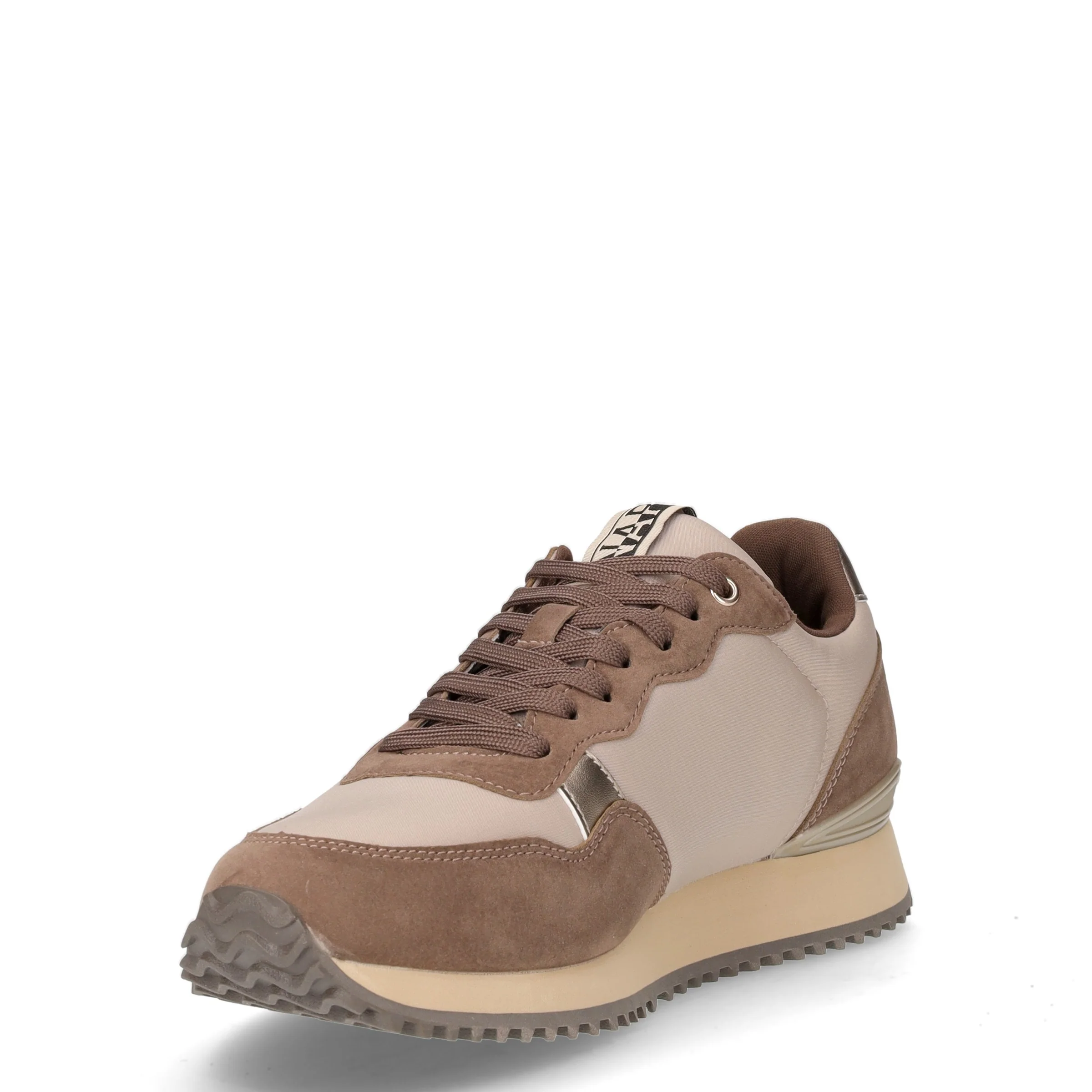 Sneaker in ecopelle e tessuto marrone - Image 3