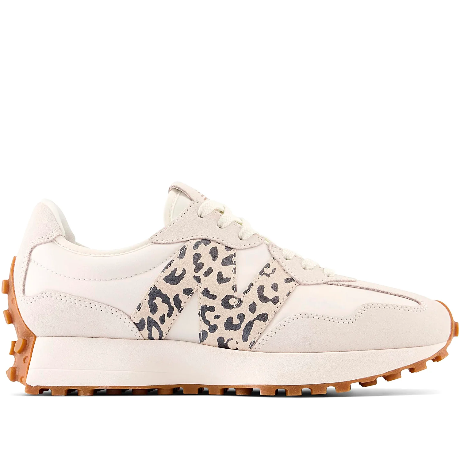 327 sneaker in pelle e tessuto bianco beige