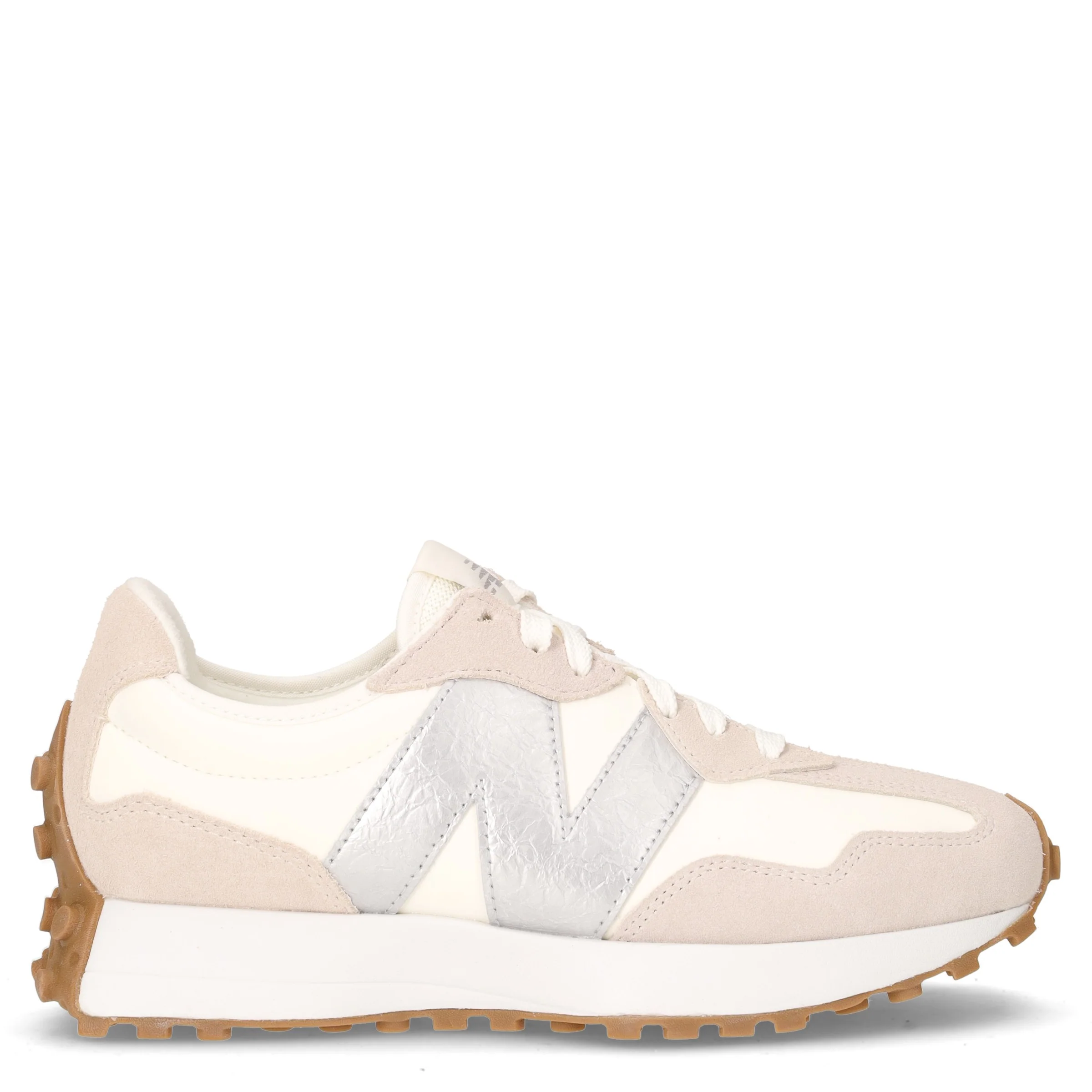 327 sneaker in pelle ed ecopelle angora argento