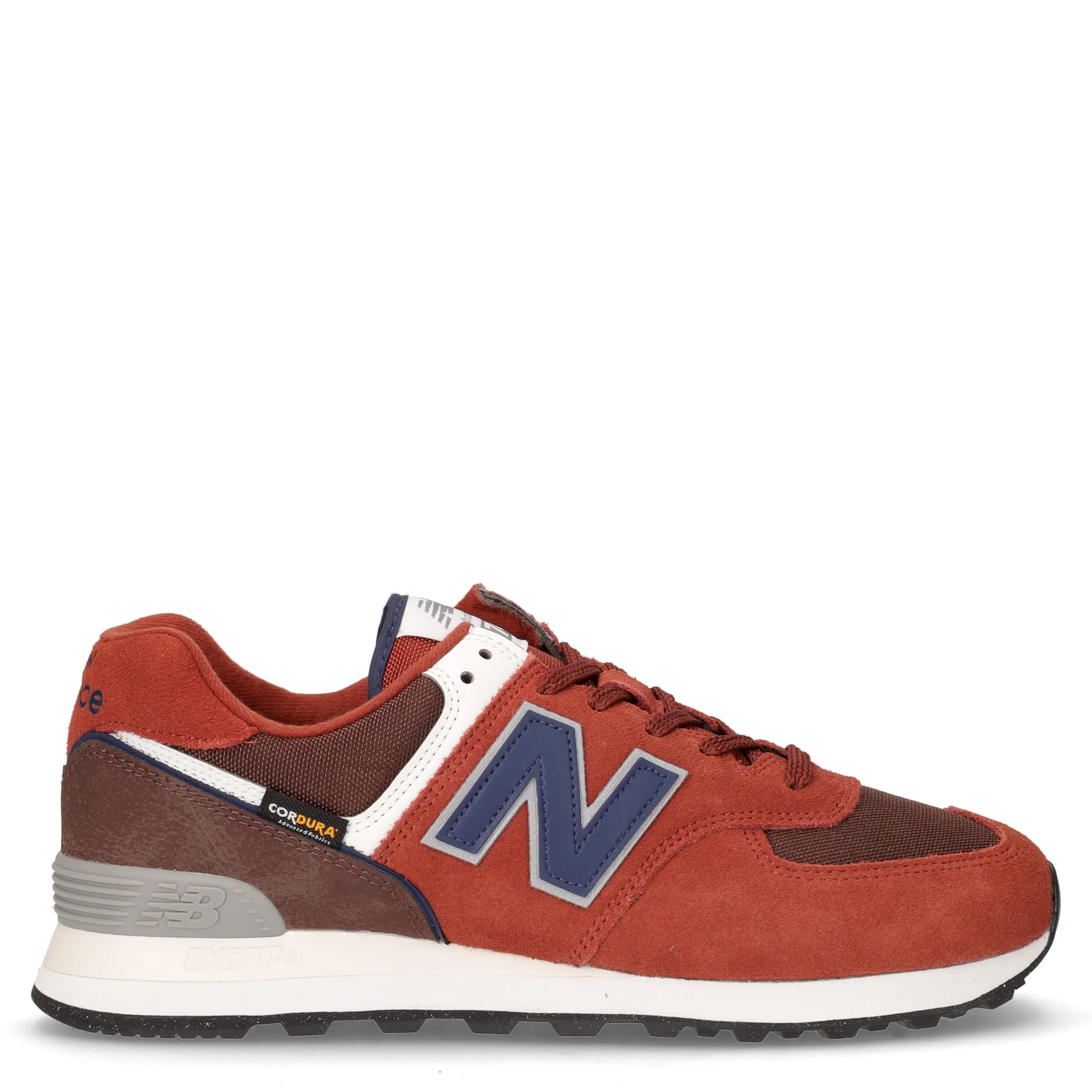 574 sneaker in pelle e tessuto borgogna