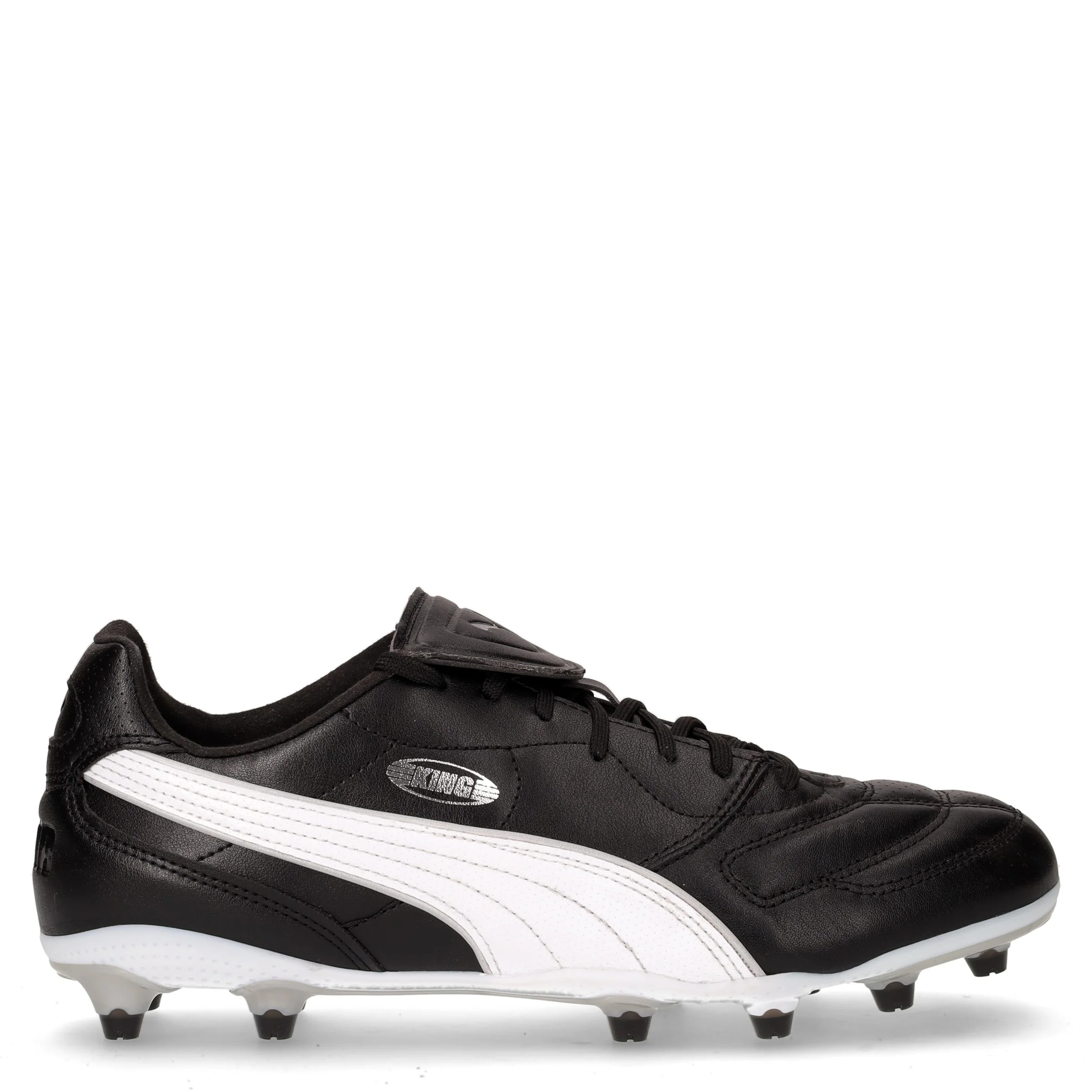 King Liga FG/AG scarpa da calcio in ecopelle nero argento bianco