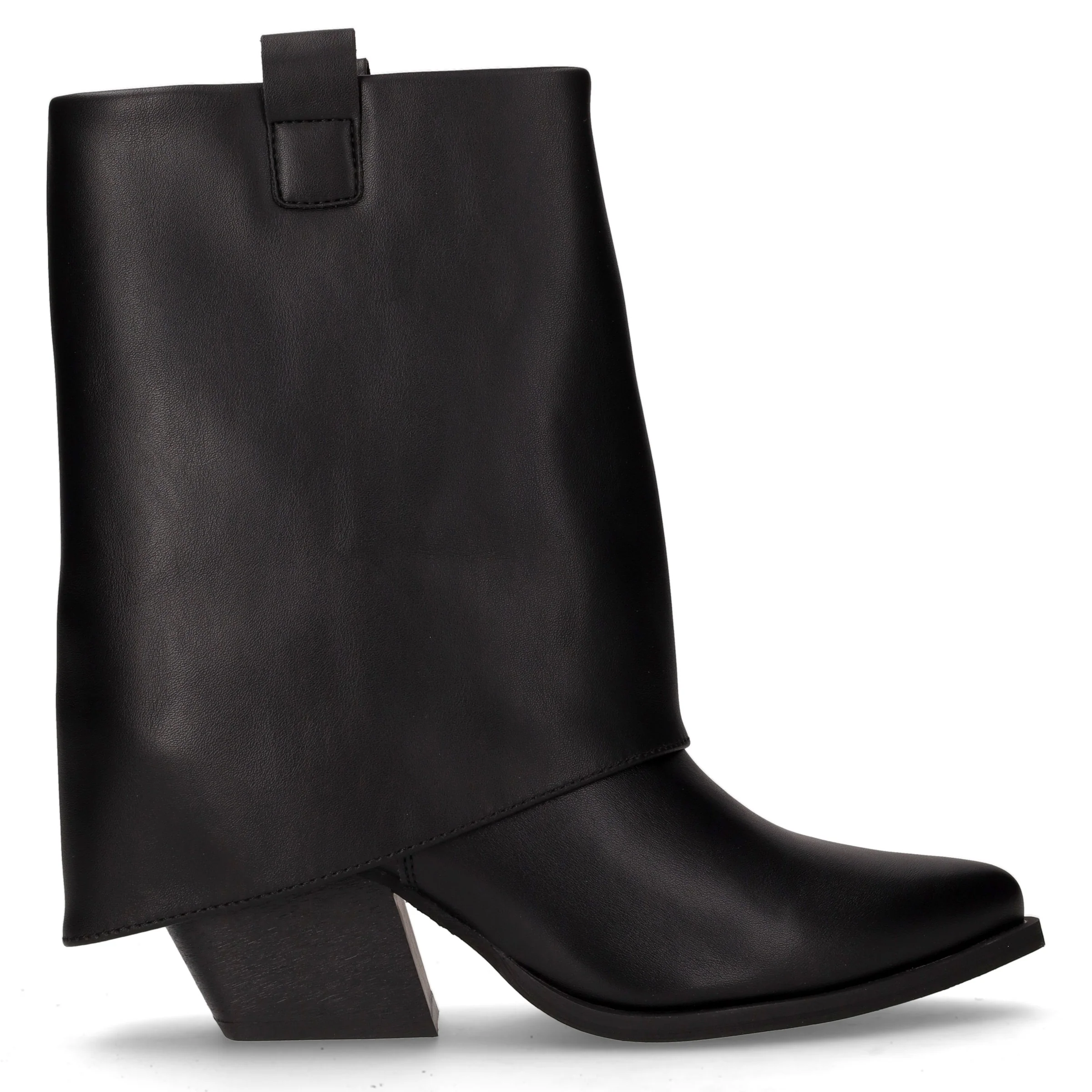 Stivale con tacco in ecopelle nero