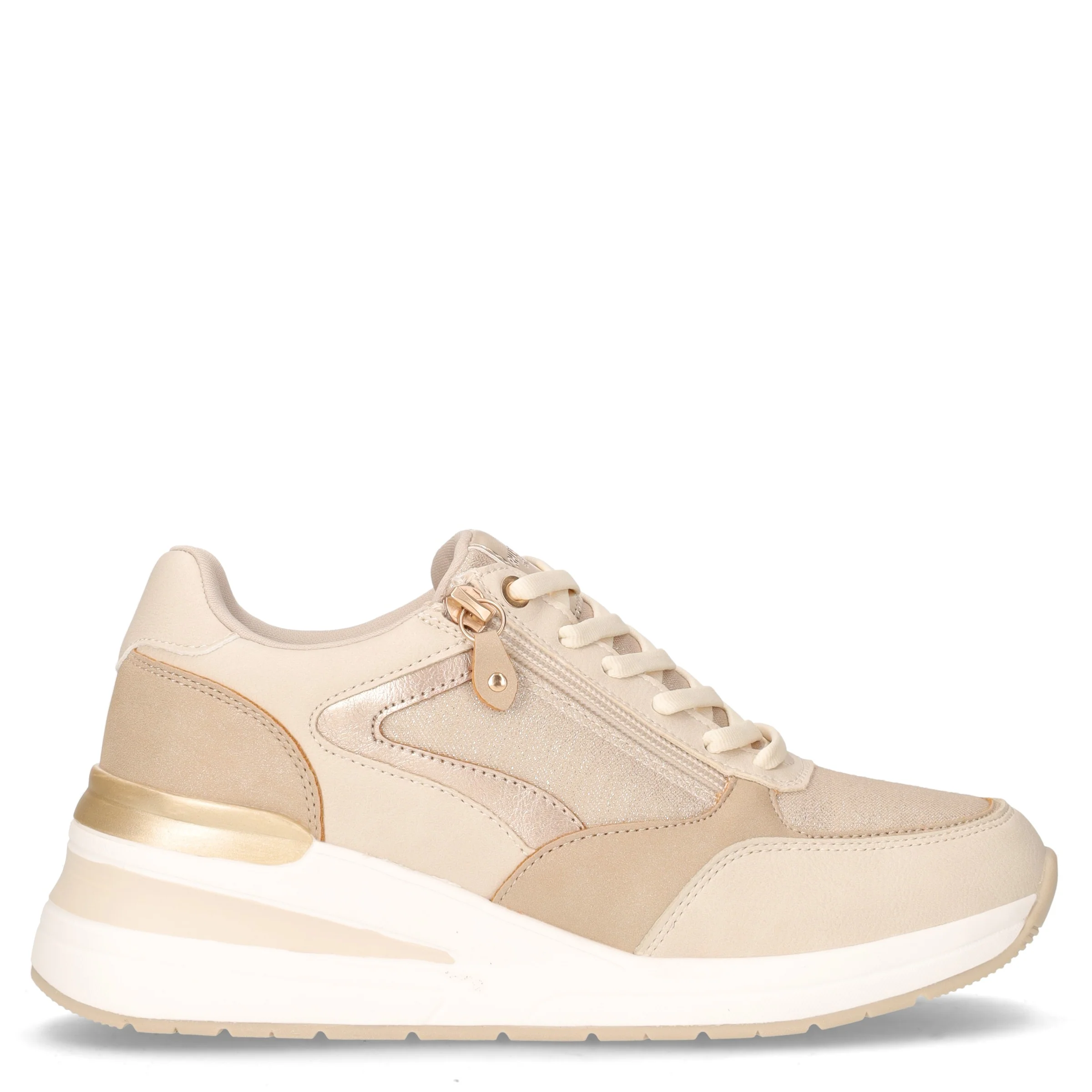 Sneaker in ecopelle con zeppa beige